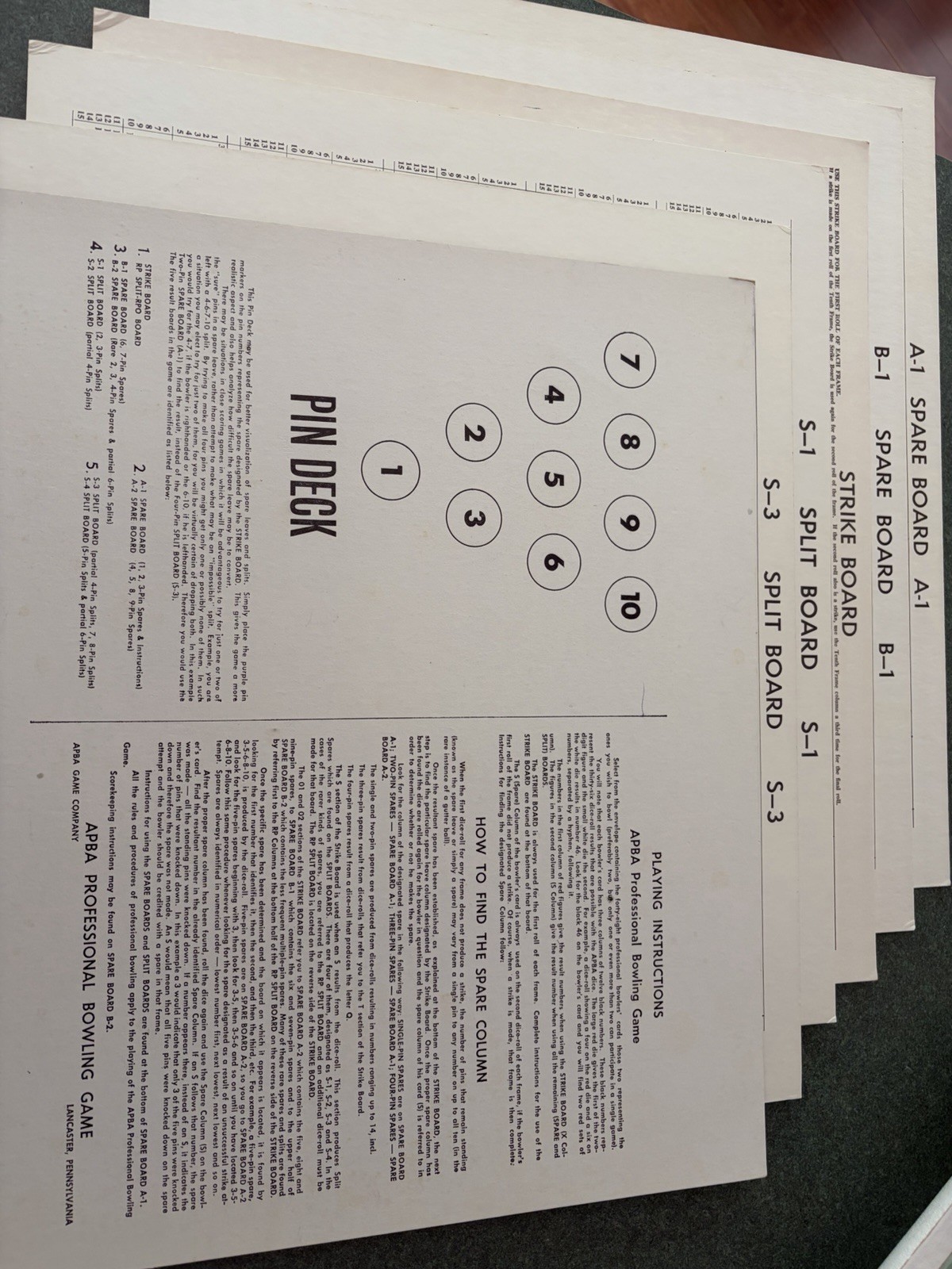 VTG 1978 APBA Pro Bowling Board Game w/8 Bowler Card Sets See Description