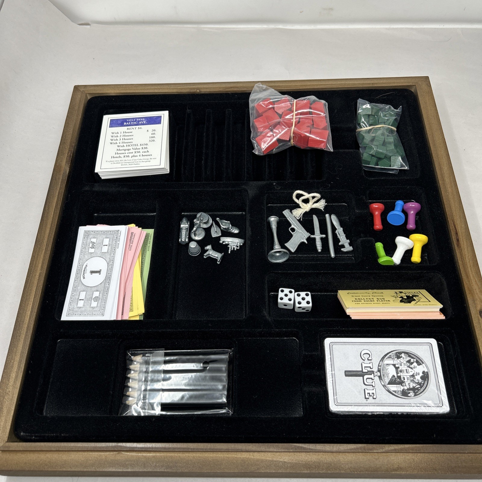 MONOPOLY and Clue Deluxe Vintage 2 in 1 Wood Game Collection Set Complete