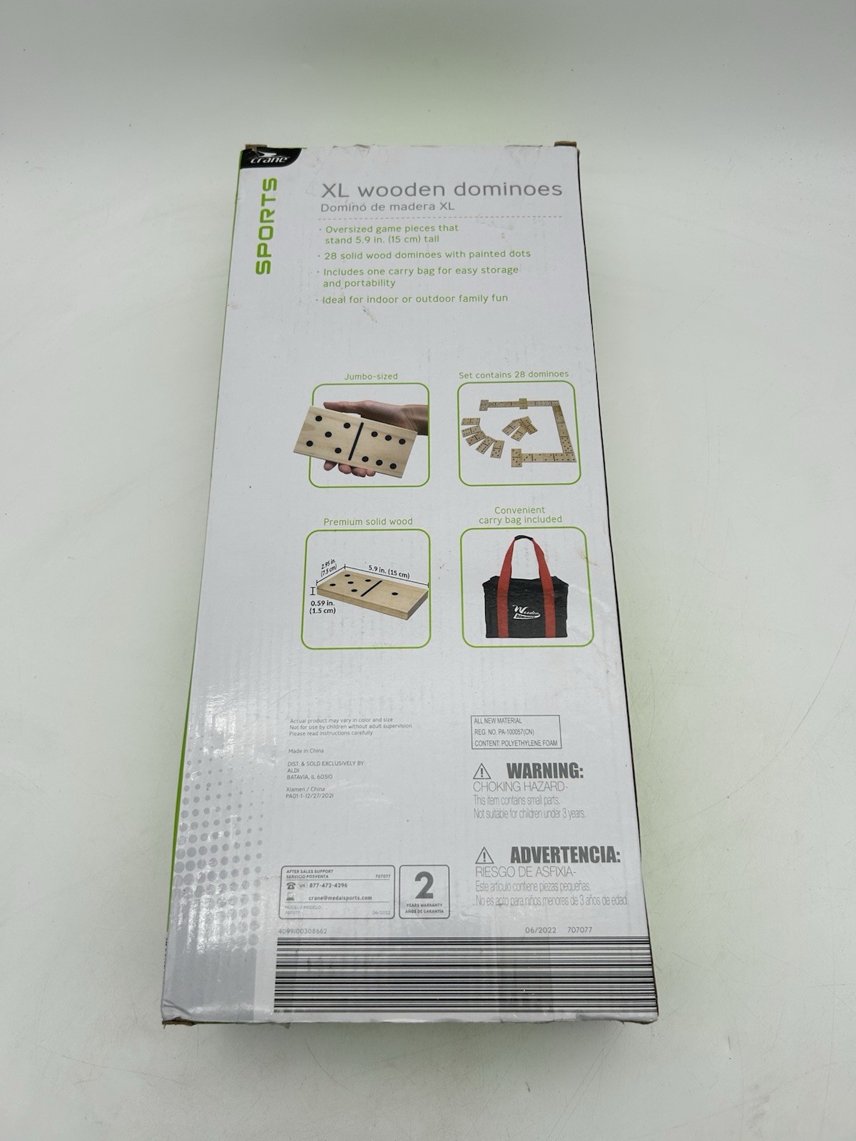 Crane XL Wooden Dominoes with Bonus Carry Bag – Brand New!!