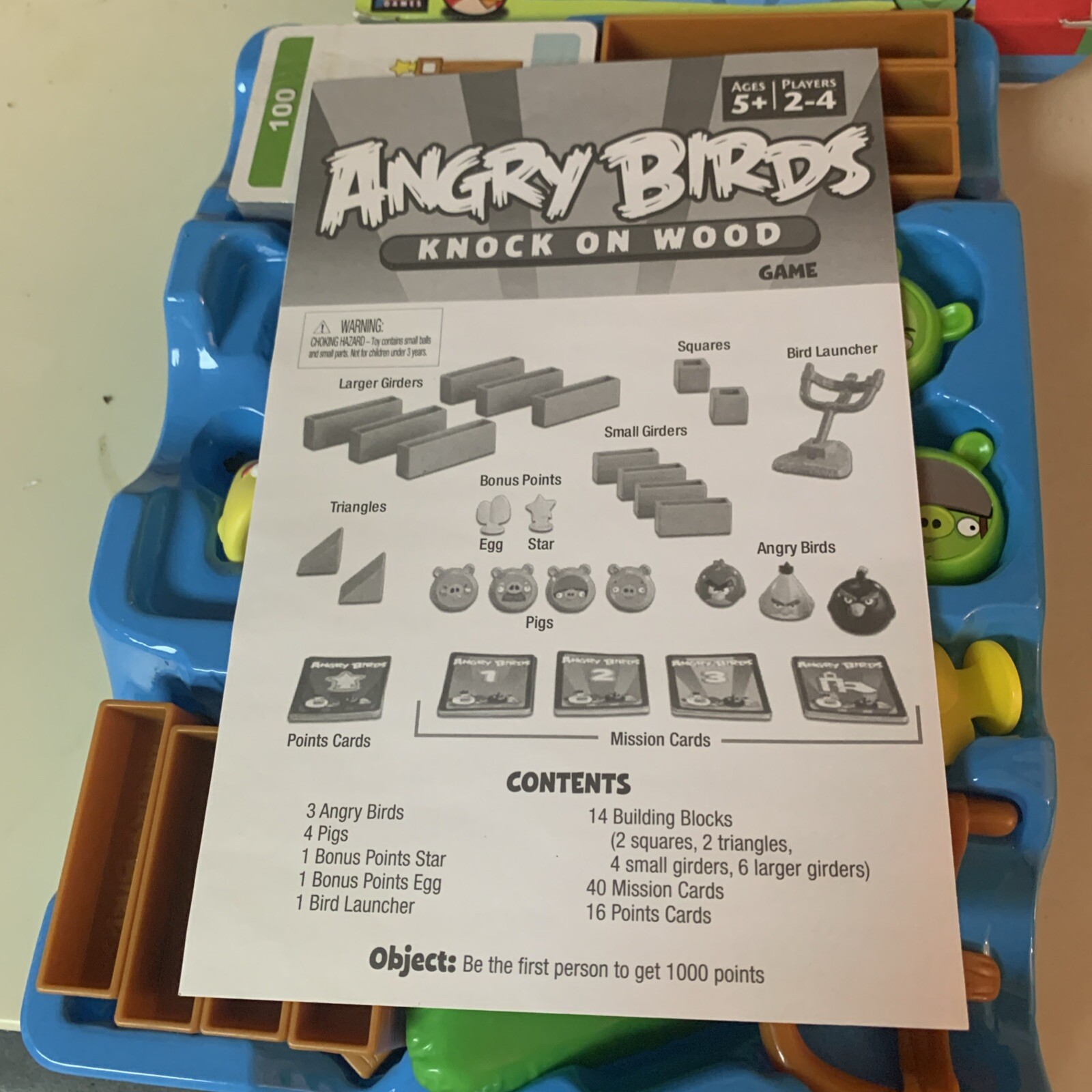Angry Birds Knock On Wood Game 2010 Mattel Games 100% Complete Board Game