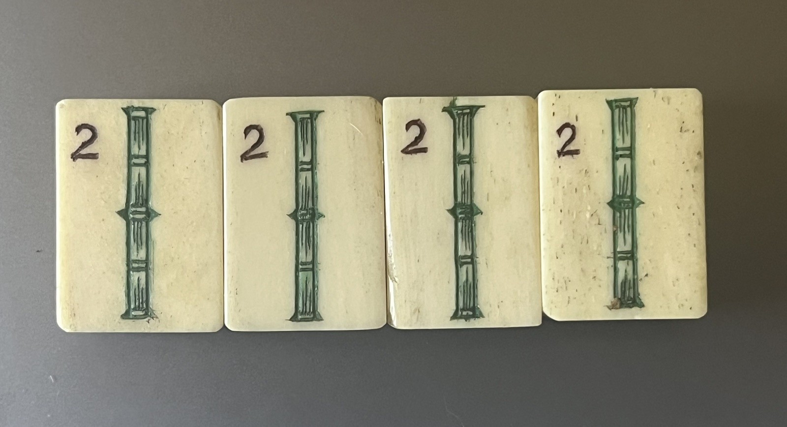 1 Quality Vtg 1920s Mahjong Bone/Bamboo Replacement Tiles 2 BAM thick bone