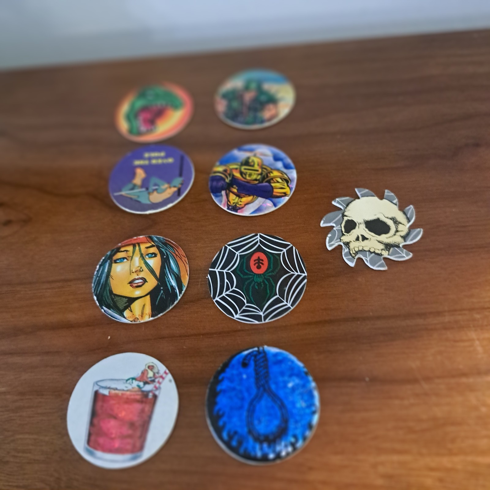 Vintage Pogs Lot 9 Assorted Milk Caps Slammers Collectors 90s Nostalgia