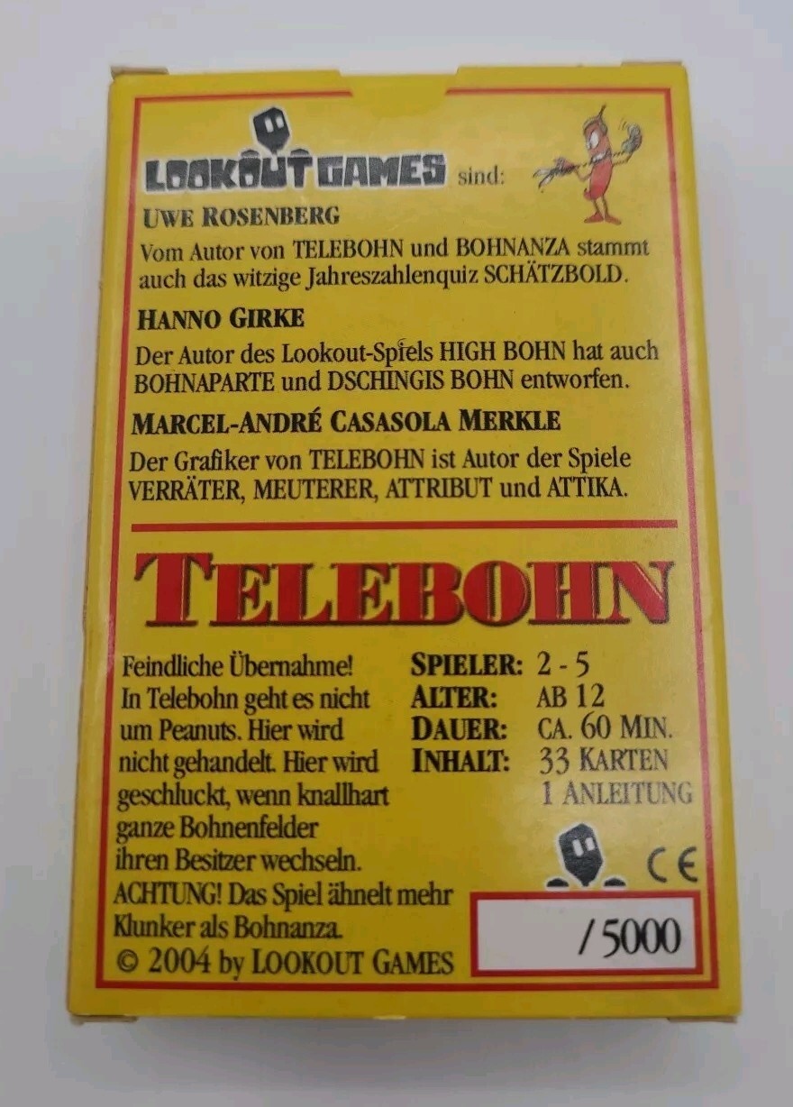 Telebohn expansion for Bohnanza – NIS – Only 5000 made – German/Deutsch