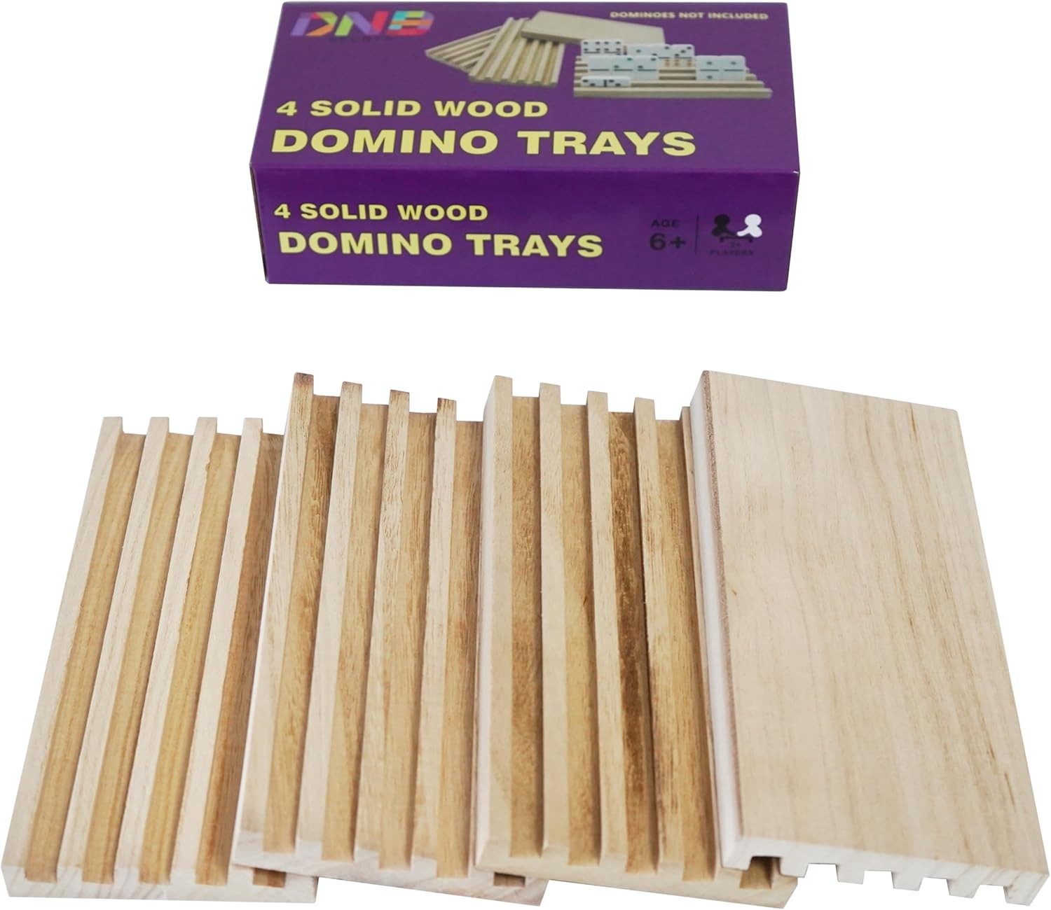 DNB Wooden Domino Racks Trays – Set of 4 Holders 5 Slots per 4