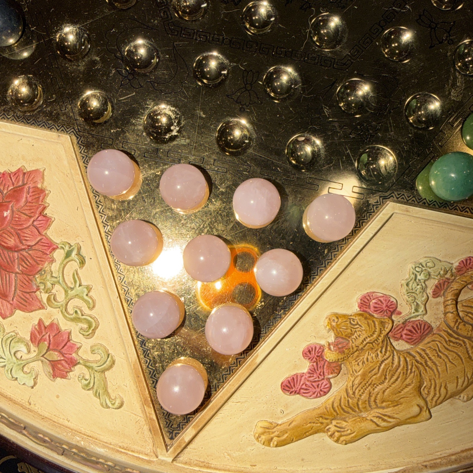 Vintage Franklin Mint Chinese Checkers Dragon Game With Semiprecious Gemstones