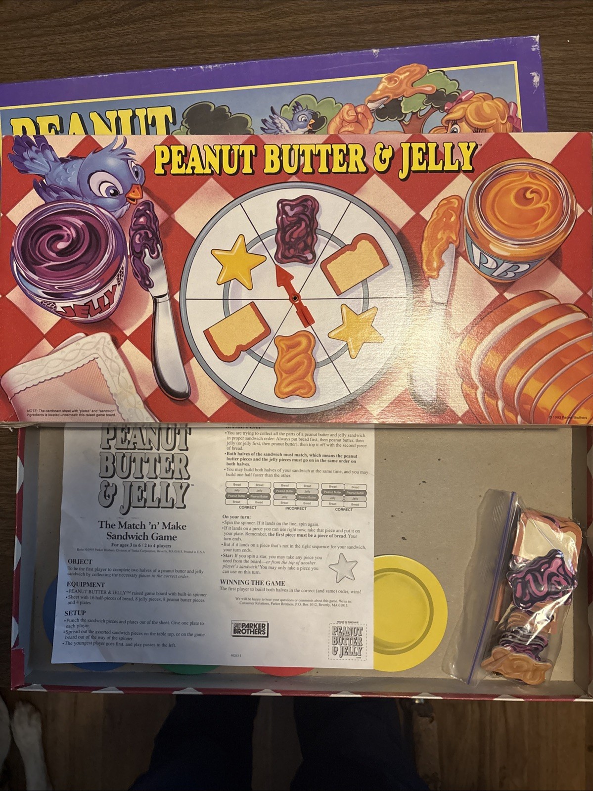 EUC Parker Brothers Peanut Butter & Jelly Game Vintage Preschool Game COMPLETE