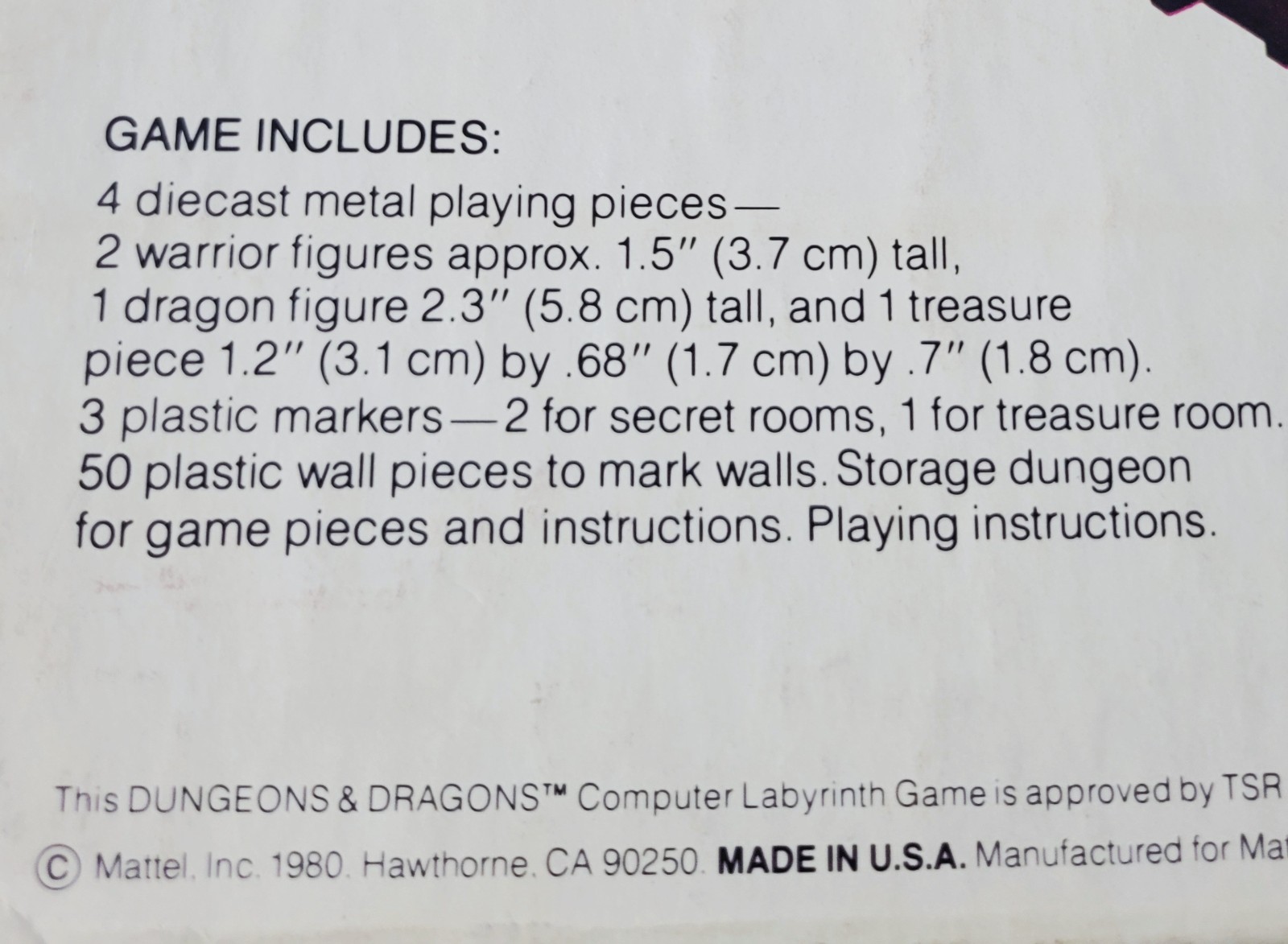 1980 Vtg. Mattel Dungeons & Dragons Computer Labyrinth Game Exc Cond. Incomplete