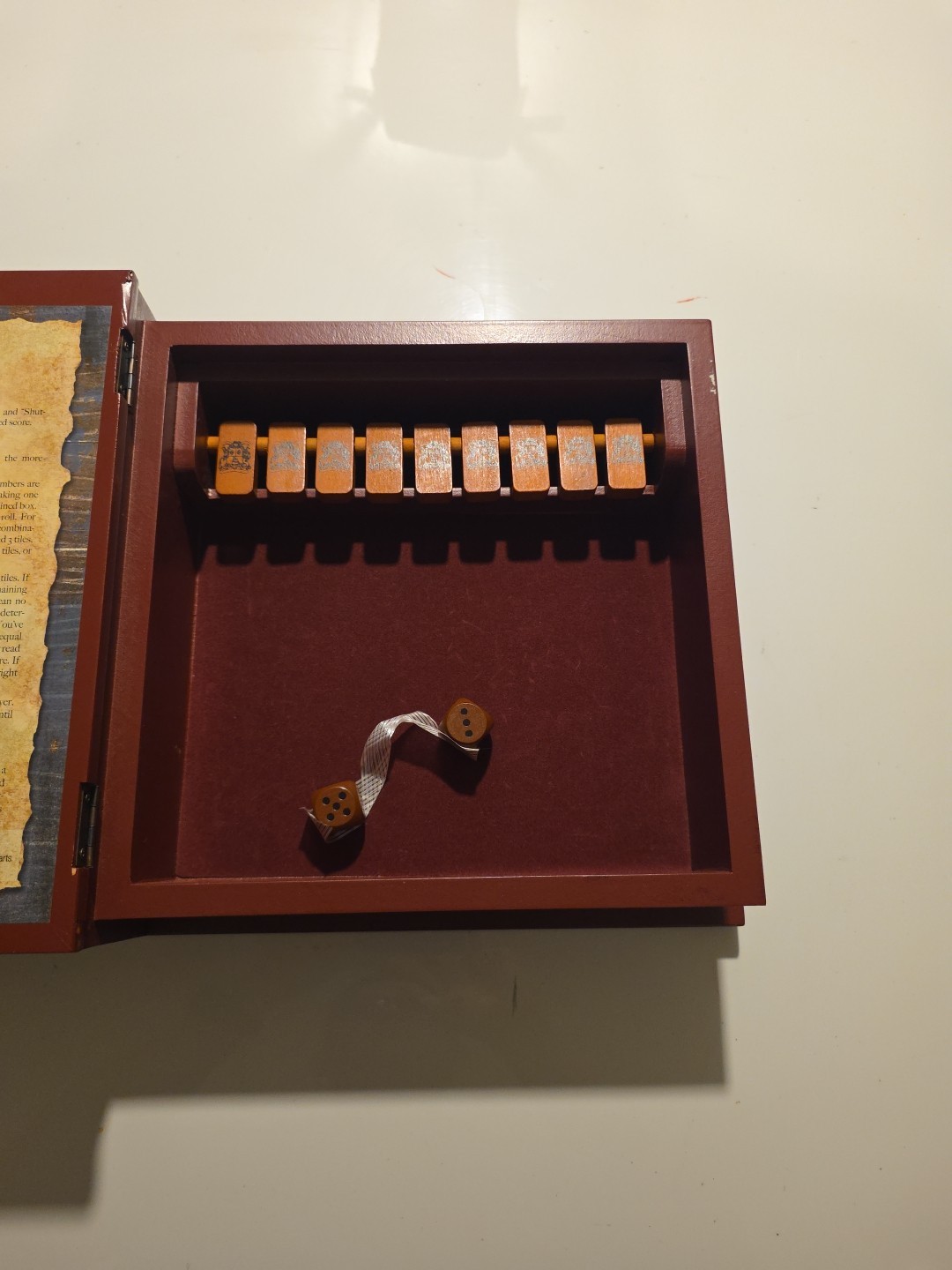 Shut-The-Box Game of Strategy & Chance OLD STOCK Book Shelf Edition Open Box