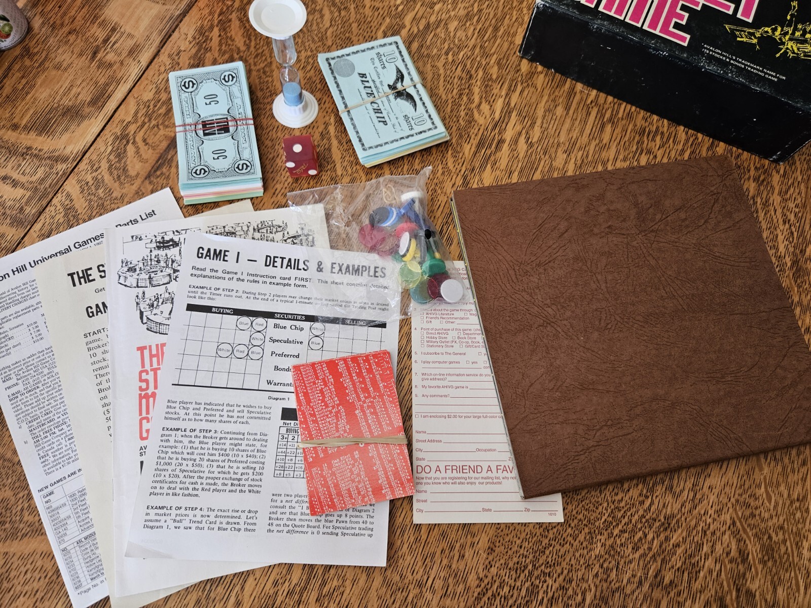 The Stock Market Game by Avalon Hill Game Company #805 Complete! 1970