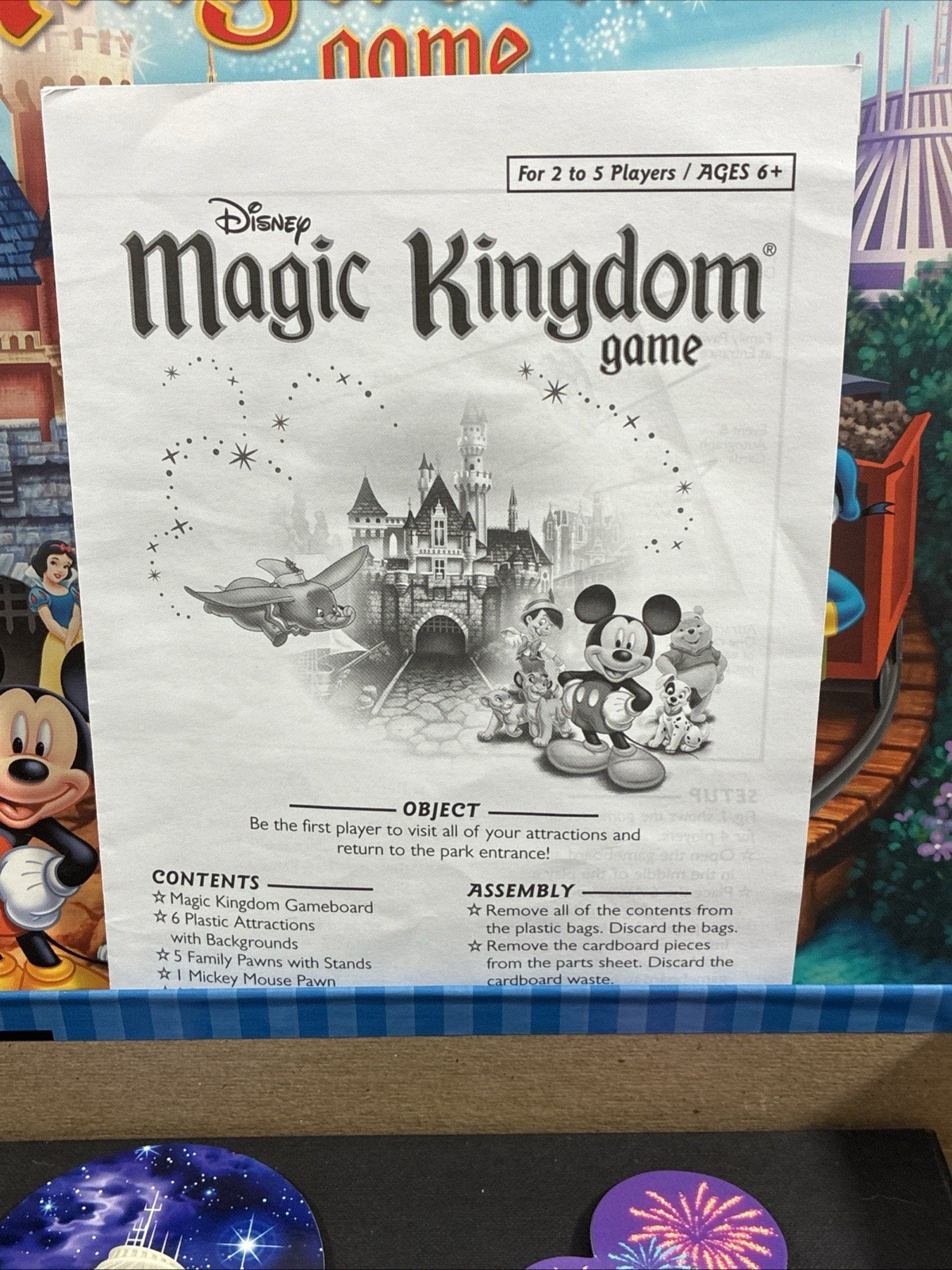 Disney Magic Kingdom Theme Park Board Game Parker Brothers Complete 2004