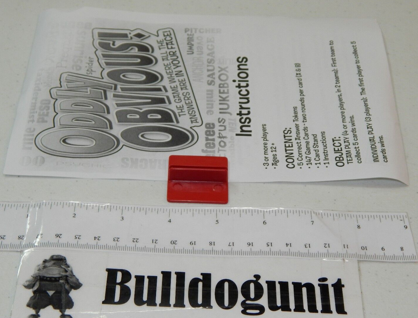2013 Oddly Obvious Board Card Game Replacement Card Stand & Instructions Only