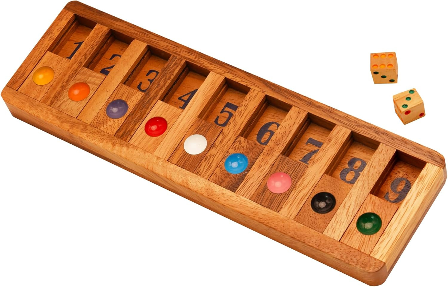Shut the Box Board Games with Math Kids Player Wooden Box of Brain Teaser Puz…