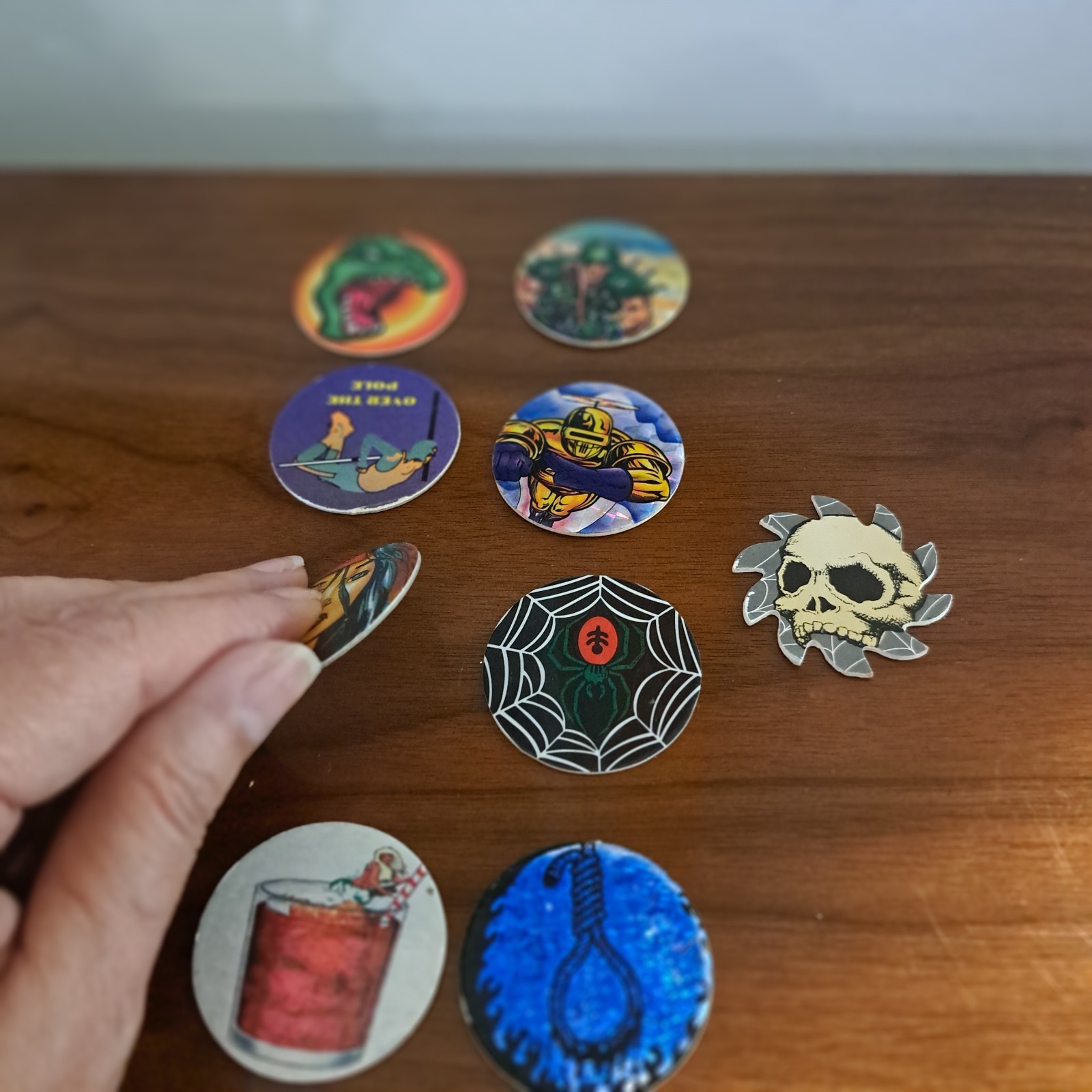 Vintage Pogs Lot 9 Assorted Milk Caps Slammers Collectors 90s Nostalgia