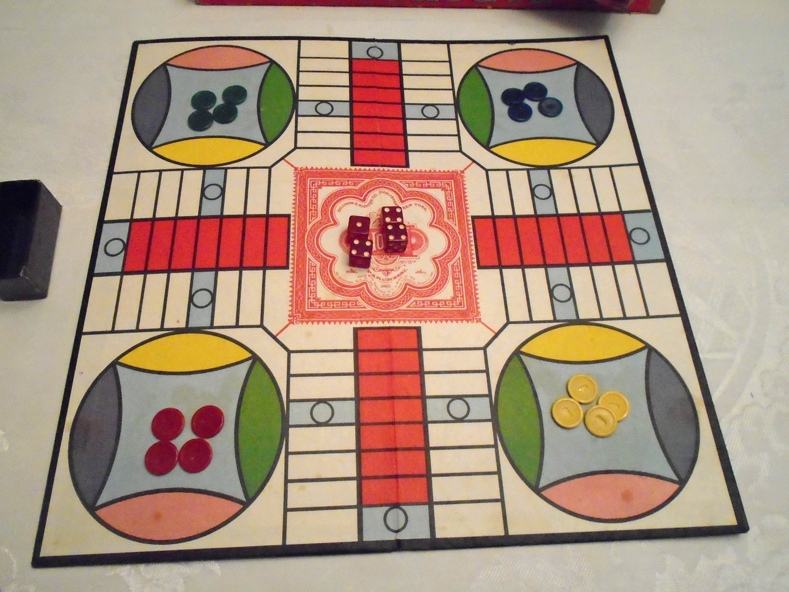 Antique PARCHESESI A Royal Game of India Selchow &Righter Co. NY TM1874 Original