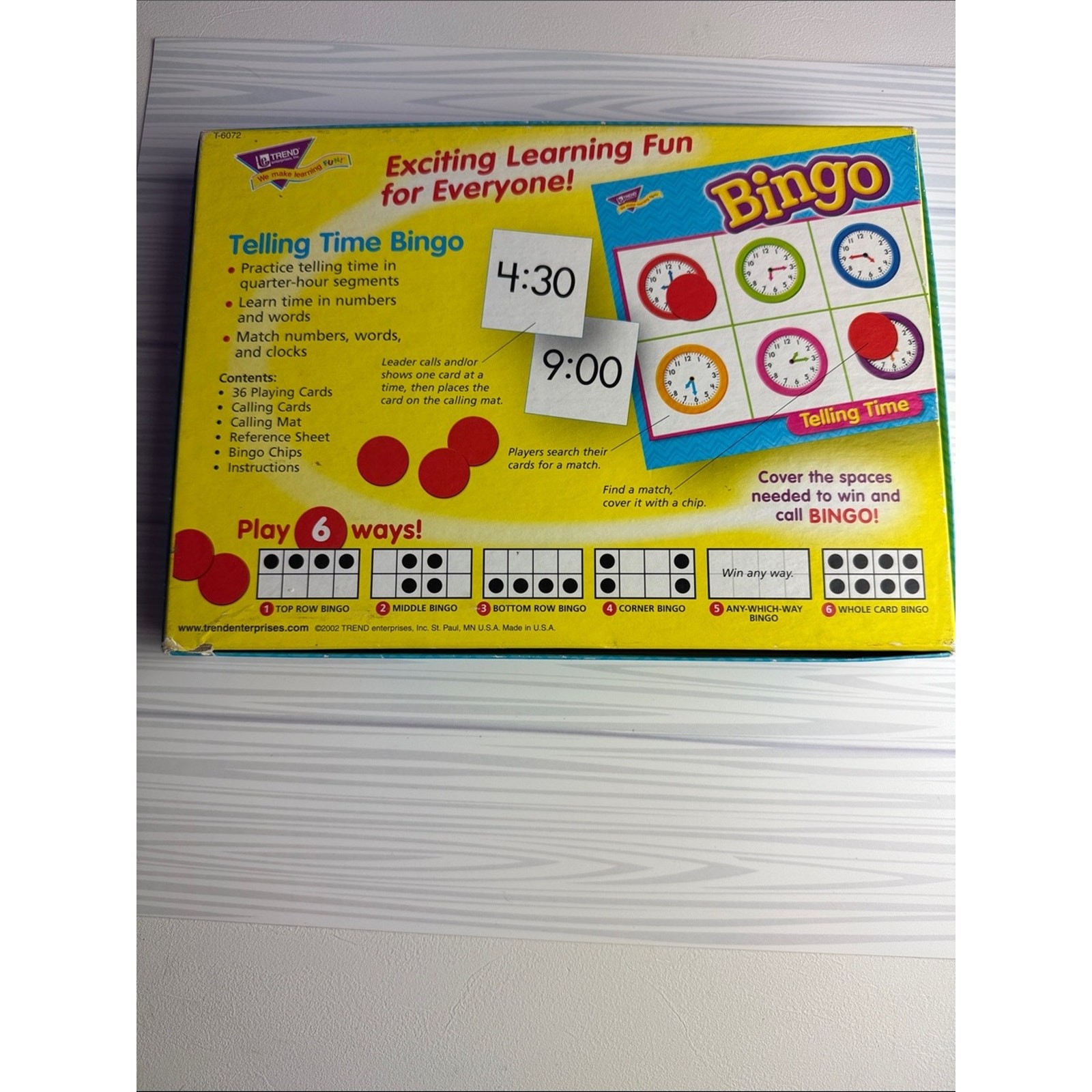 Telling Time Bingo Game Educational Homeschool Math Teacher Resource Learning
