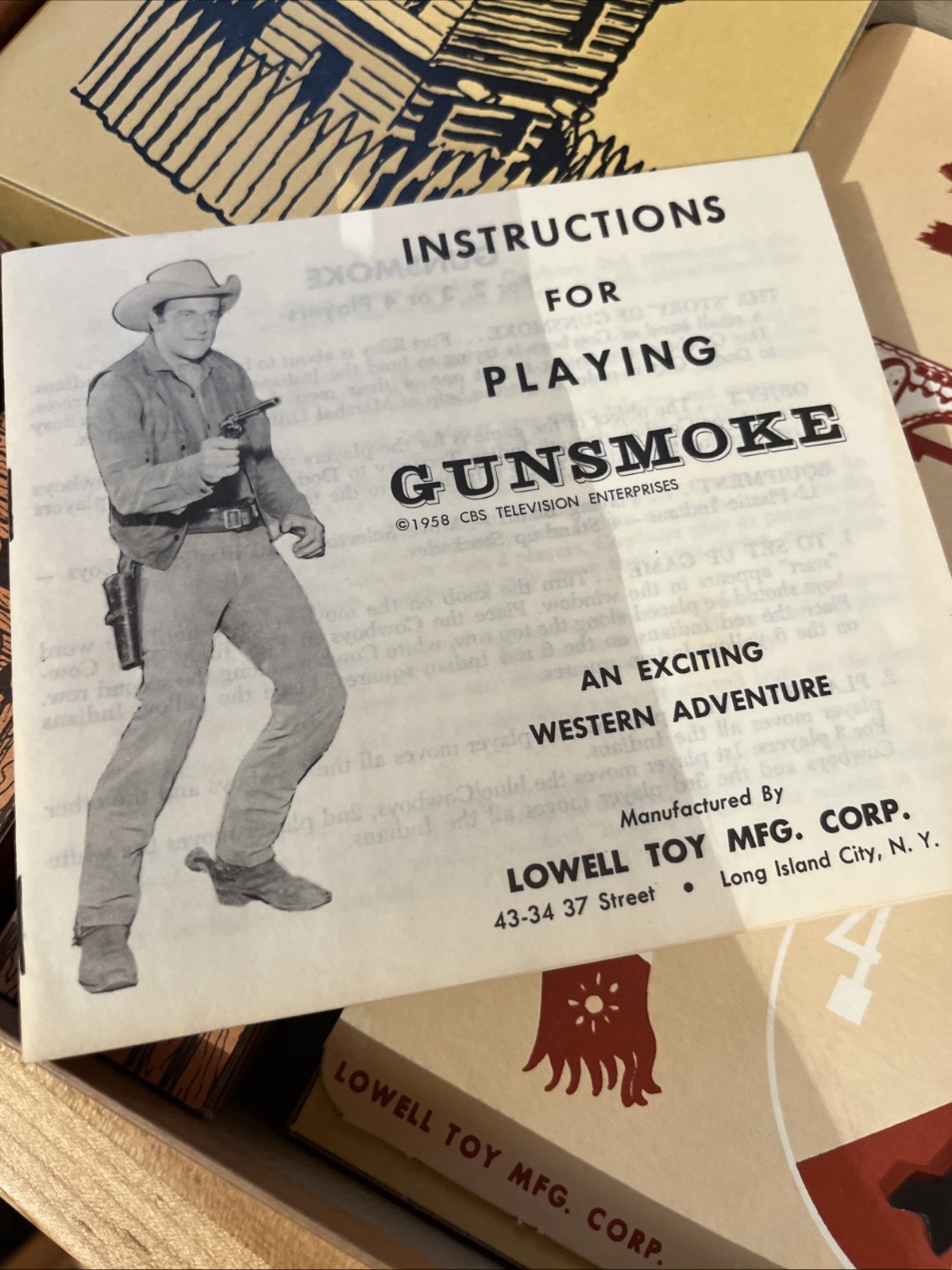 NOS NEVER PLAYED 1958 LOWELL Gunsmoke Boardgame James Arness Marshal Matt Dillon