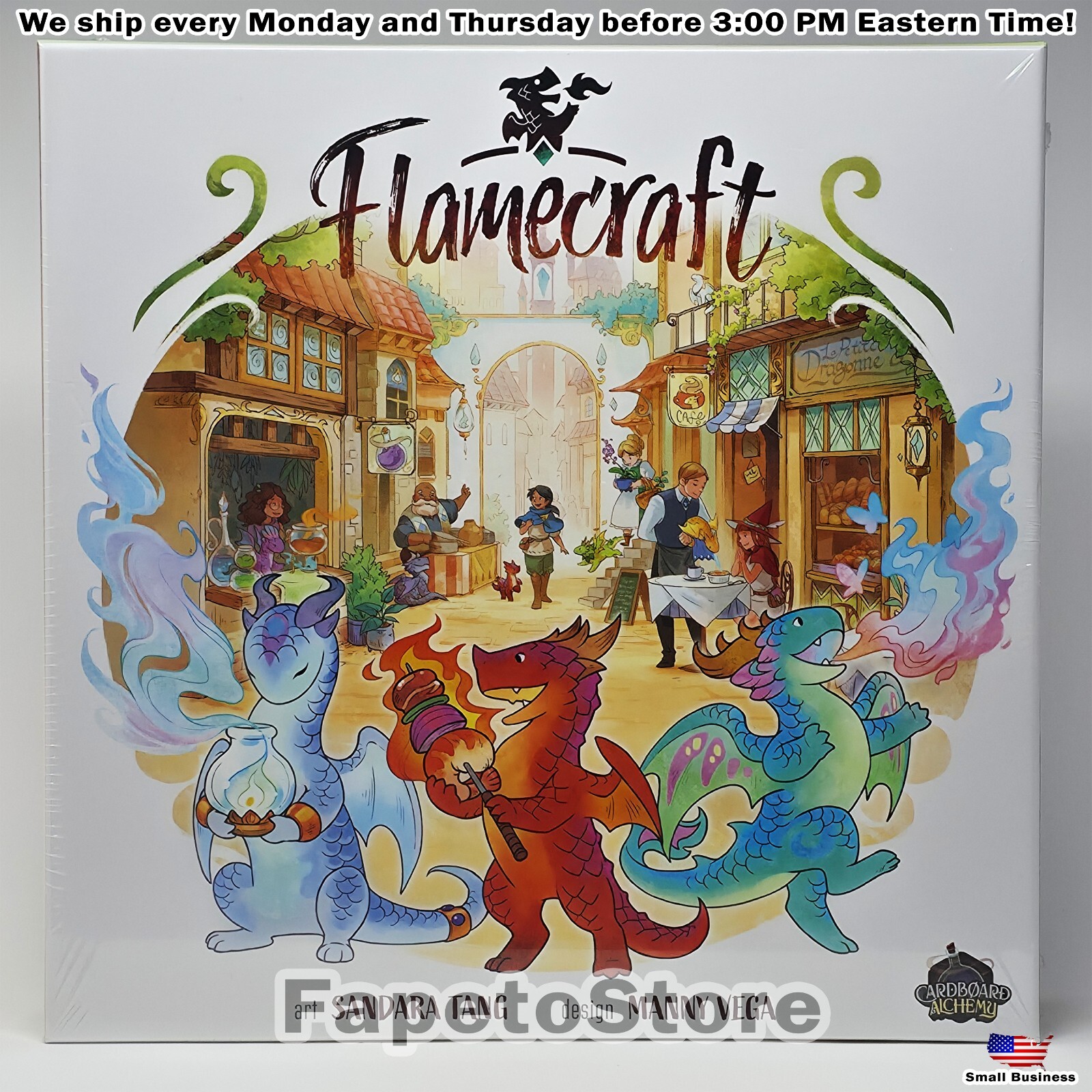 Lucky Duck Games Flamecraft – Board Game Cardboard Alchemy Standard Edition