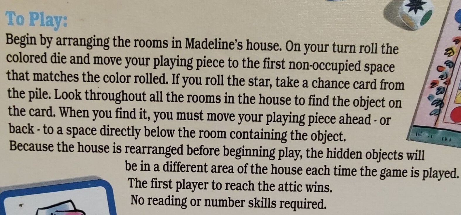 VINTAGE 1995 RAVENSBURGER MADELINE’S HOUSE GAME, #D-88188, 2-4 PLAYERS, AGES 4-8