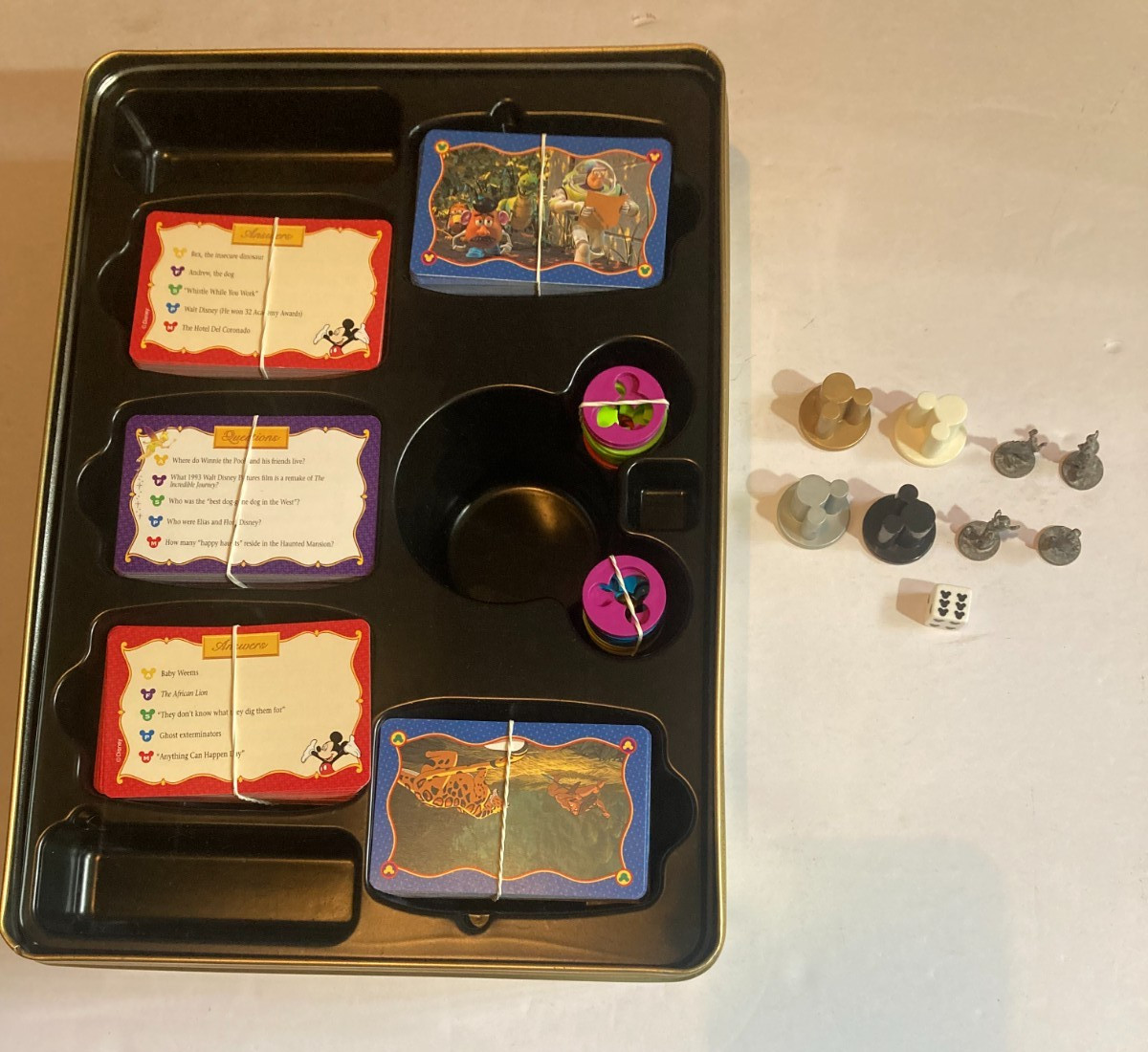 DISNEY TRIVIA 2 Mattel THE SEQUEL complete GOLD TIN vintage BOARD GAME