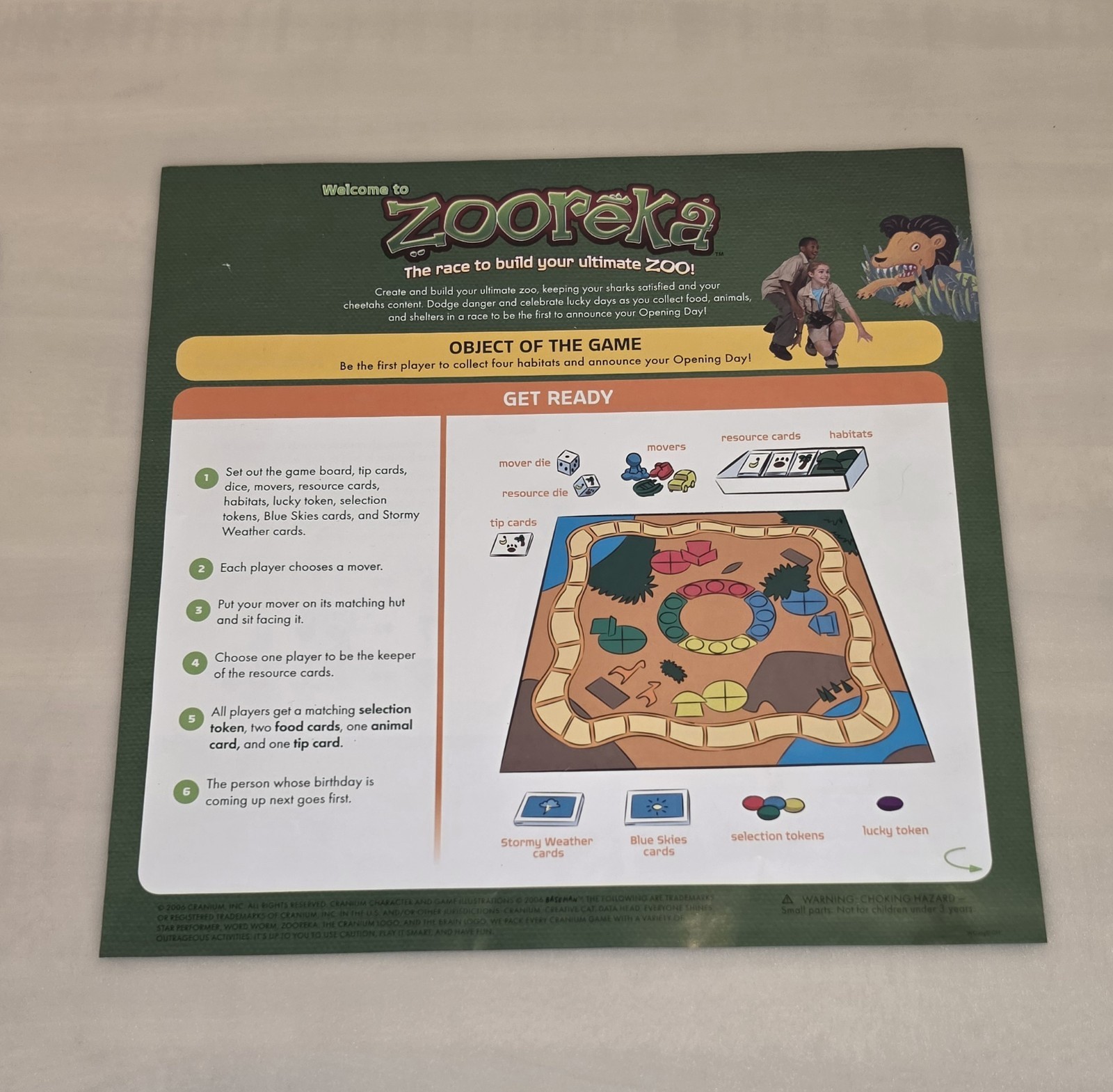 Cranium Zooreka Race to Build Your Zoo! Family Board Game 2006 Complete