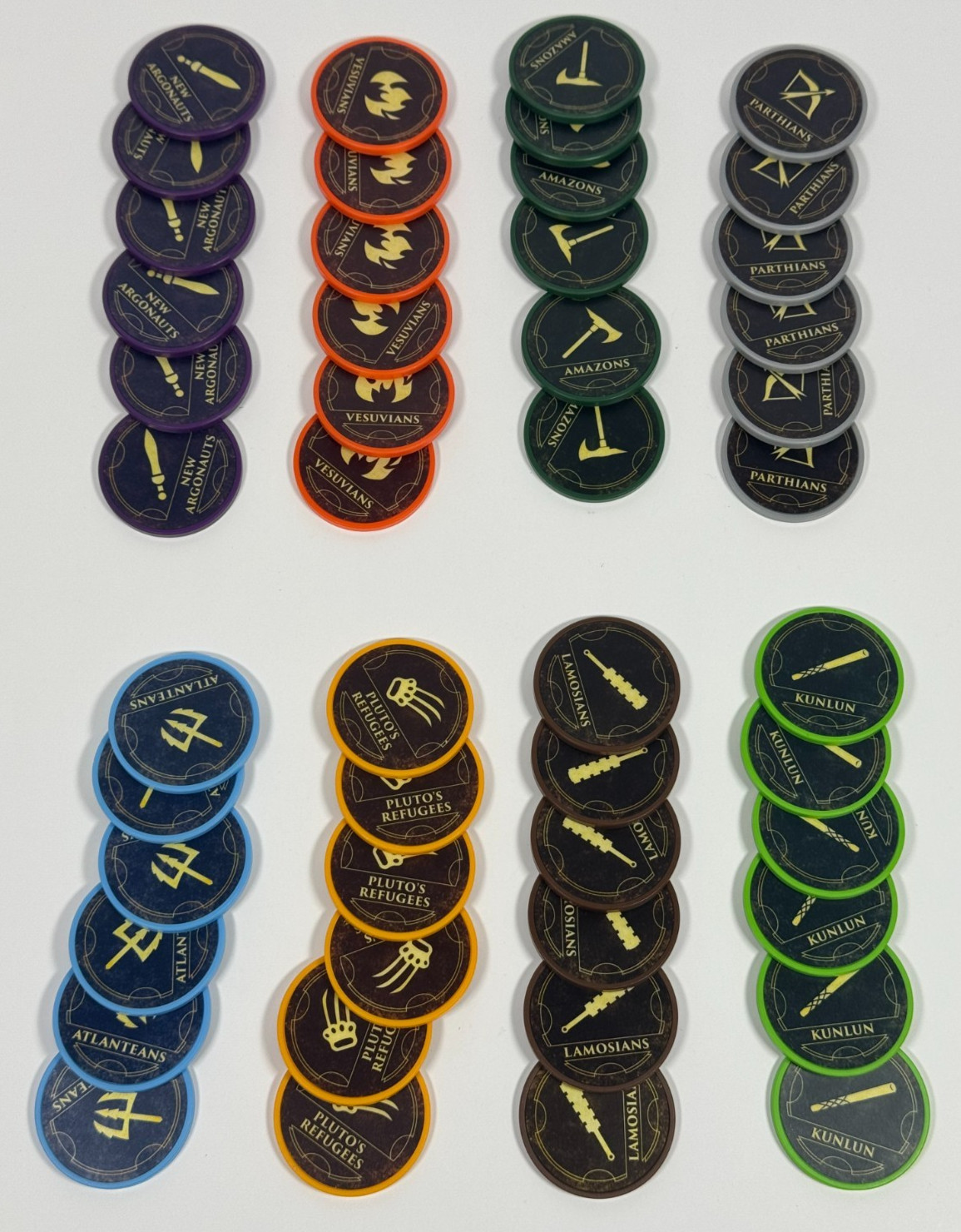 Hoplomachus Victorum BoardGame Faction Unit Chips Set of 48 COMPLETE Chip Theory