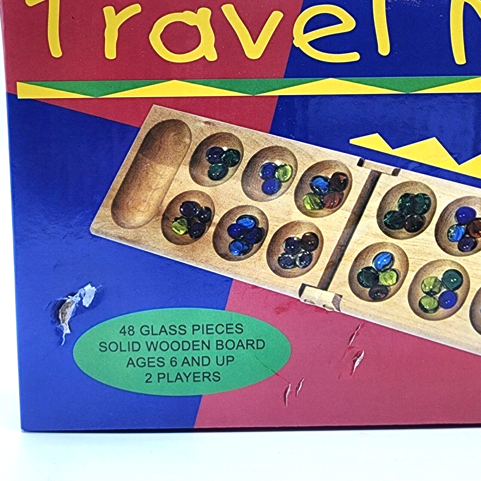NEW CHH Travel Mancala Game Set – Folding Wood Board with Glass Stones