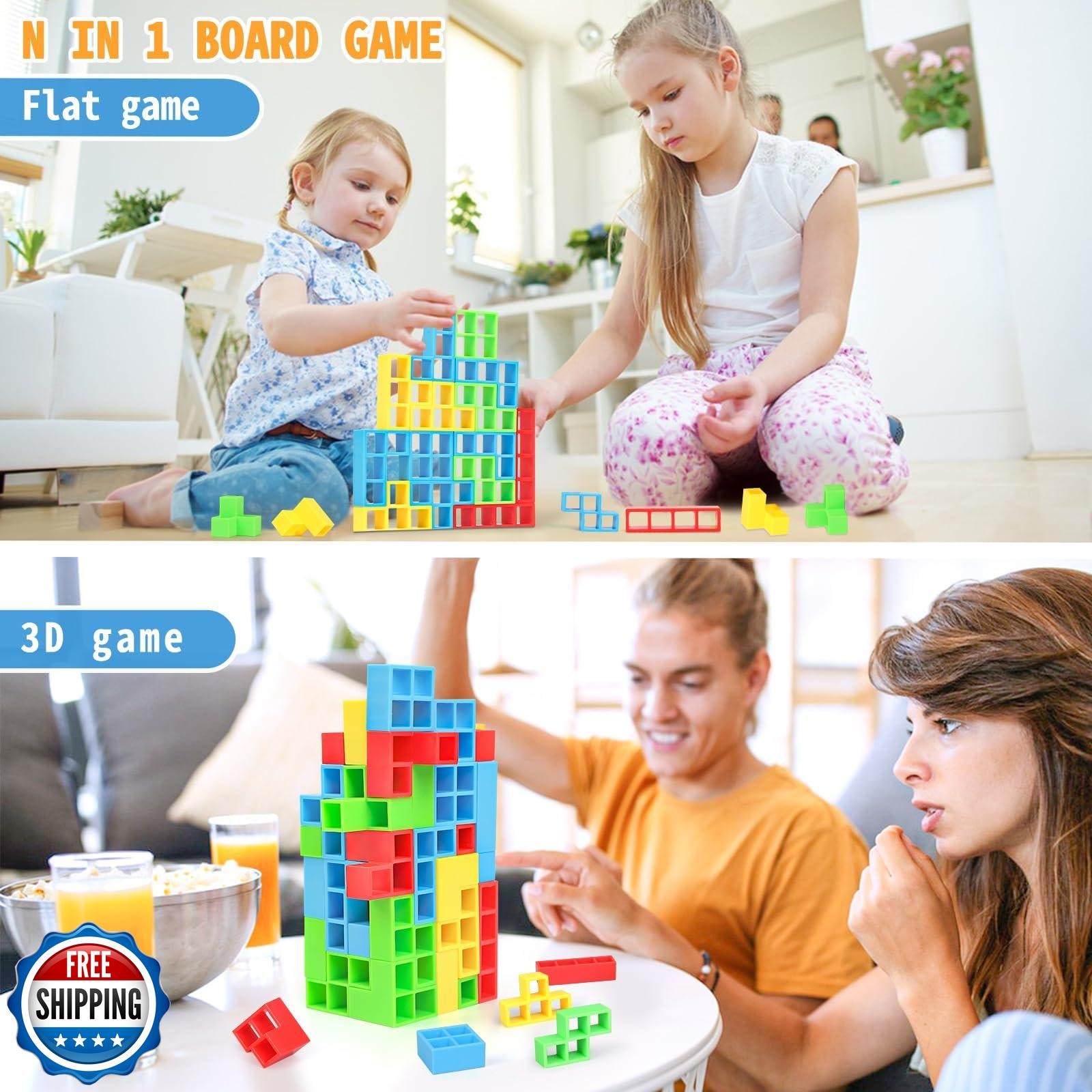 BBnote 48PCS Stack Game for Adult and Kids, Tetra Board Tower Gam