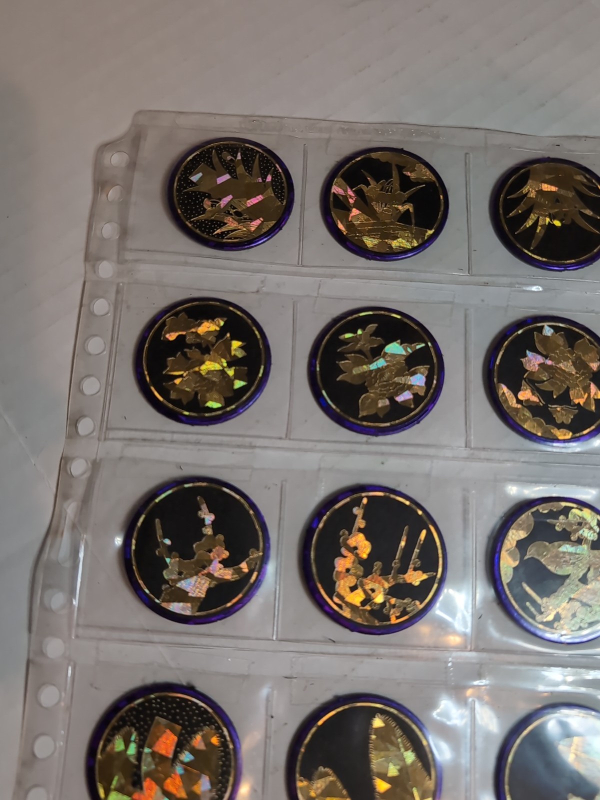 Pogs Pogs Lot Hanafuda Japanese Hawaii Set Of 48 Loose Black Purple Gold