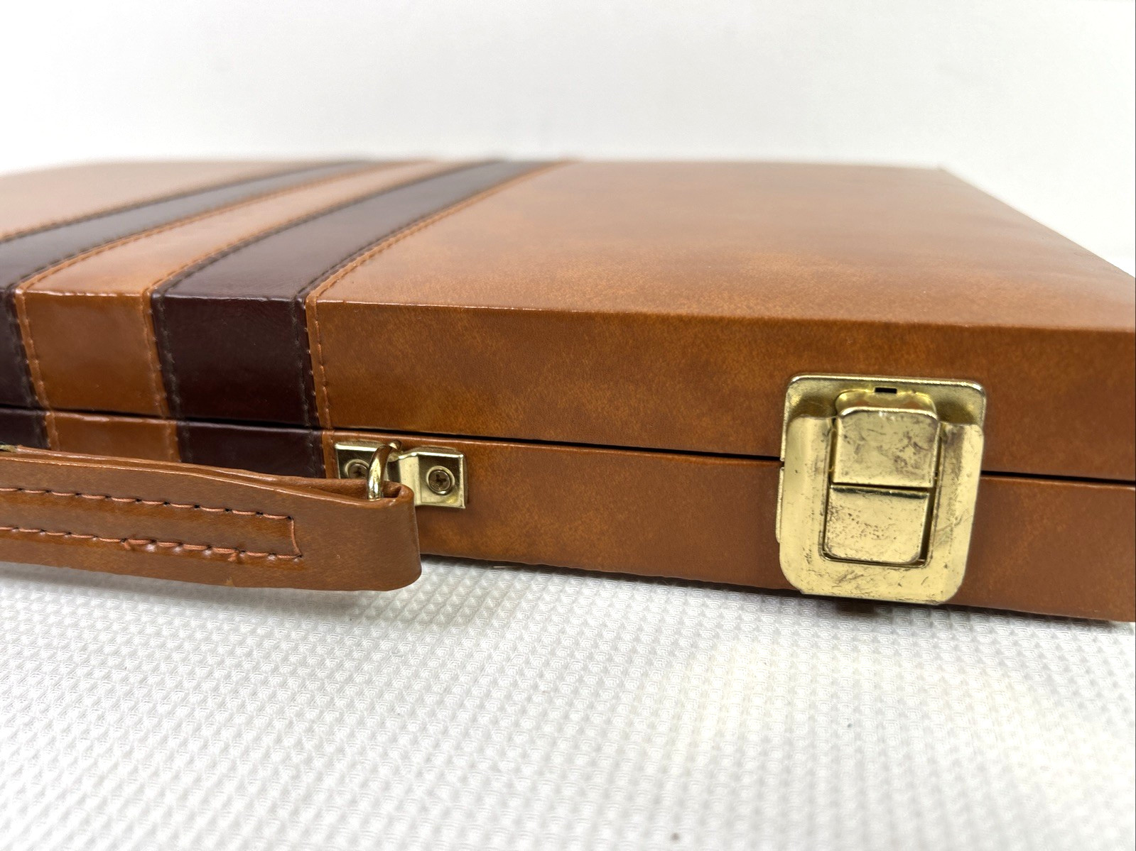 Backgammon Complete Set & Instructions Brown Briefcase VGUC Family Game Night