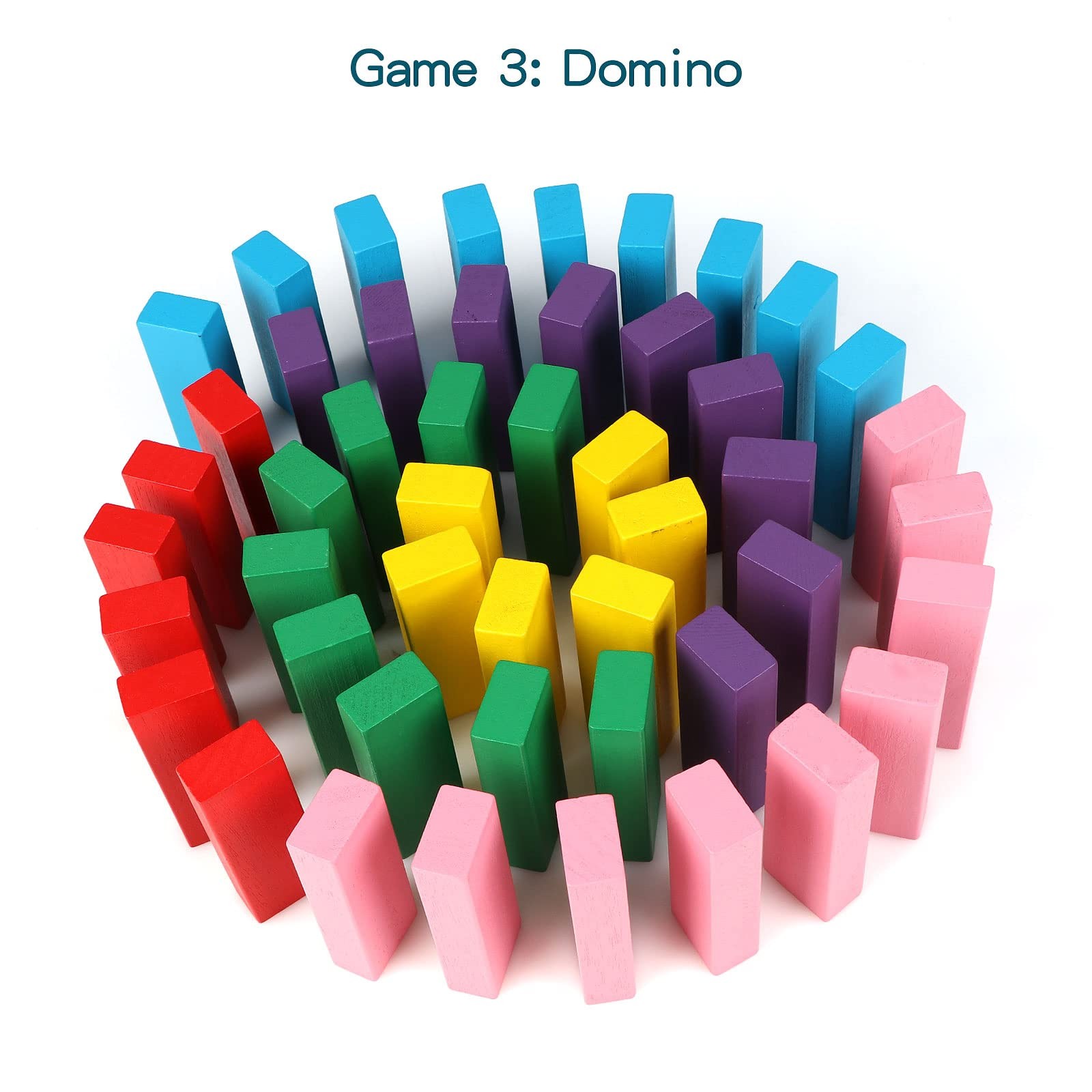 48pcs Wooden Stacking Blocks Game Colorful Balancing Toy Set