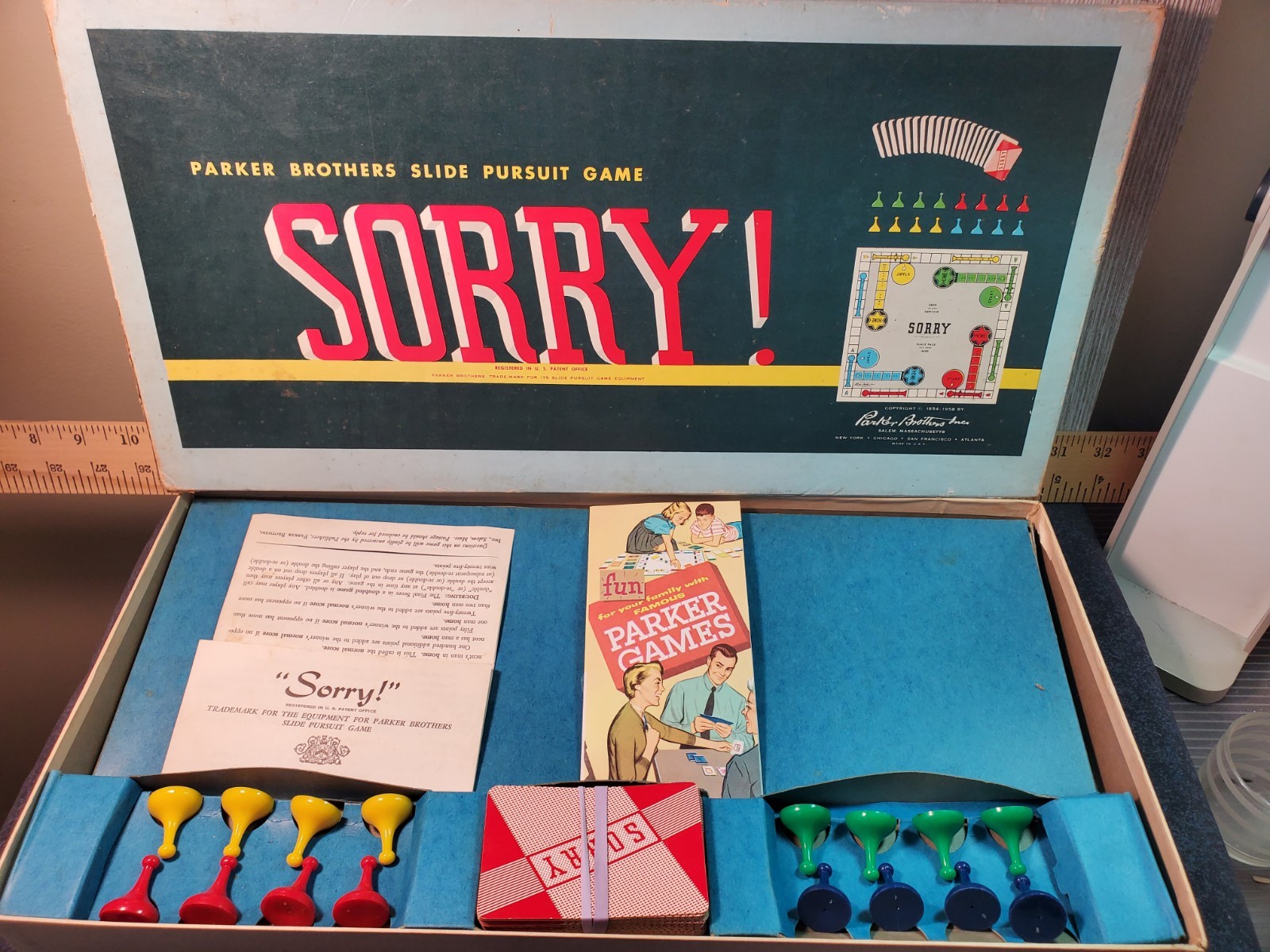 3 Vtg 1950’s & 60’s Parker Bros. Board Games. Monopoly, Sorry, Risk. With Instr.