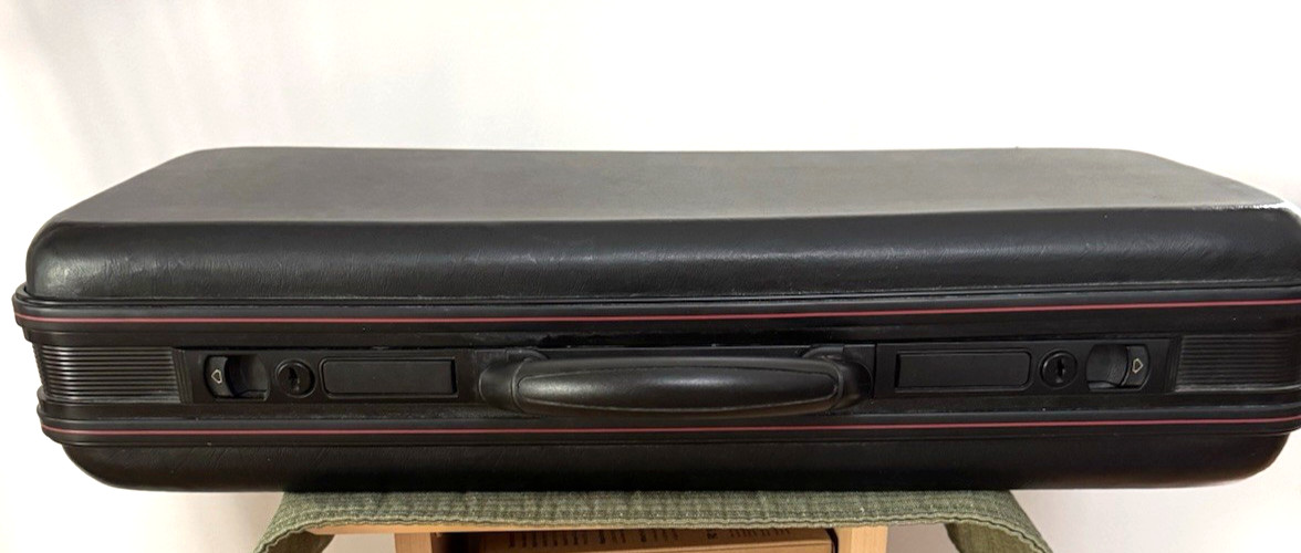 Vintage Mah Jong Jongg Black Hard Shell Carrying Case Foam Interior 20″×9″×5″