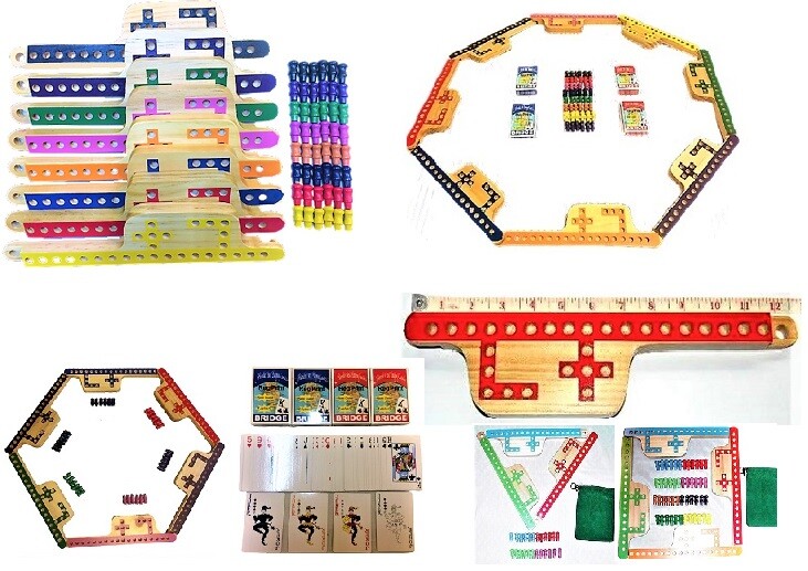Pegs and Jokers 8 Players Thick Pine Wood Pegs Boards FREE 4 Special Decks Ship