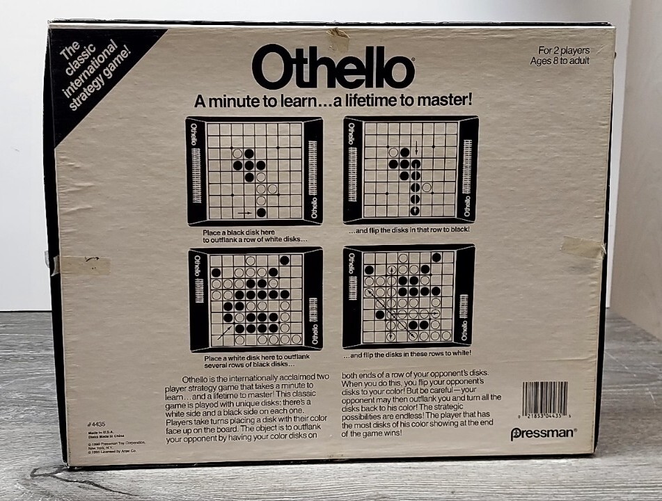 Othello Board Game A Minute to Learn, a Lifetime to Master! by Pressman 1990