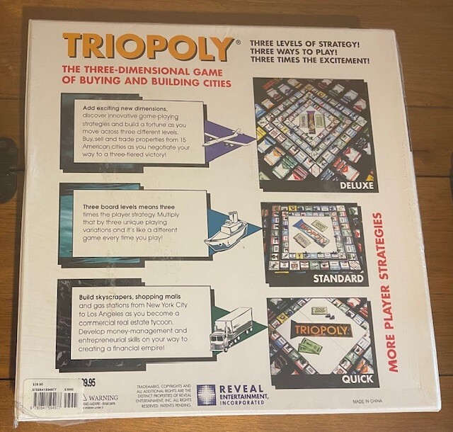 Triopoly: Three-level game, buying & building cities: monopoly w/more option NEW