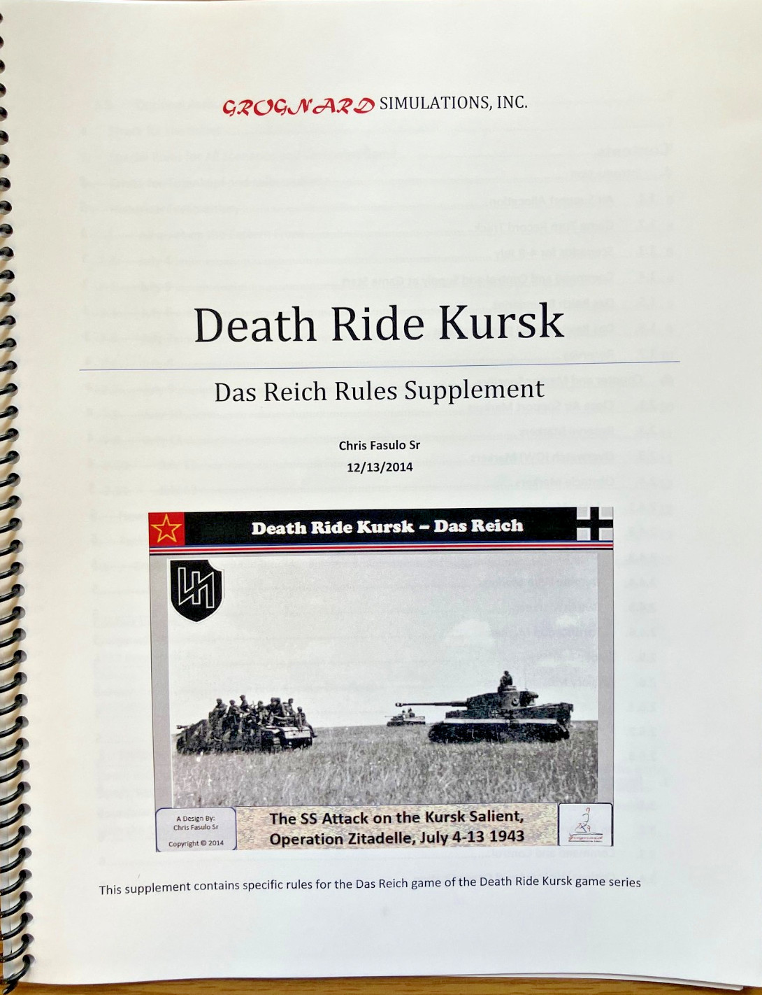 Death Ride Kursk: Das Reich (Grognard Simulations, 2015). Open Box