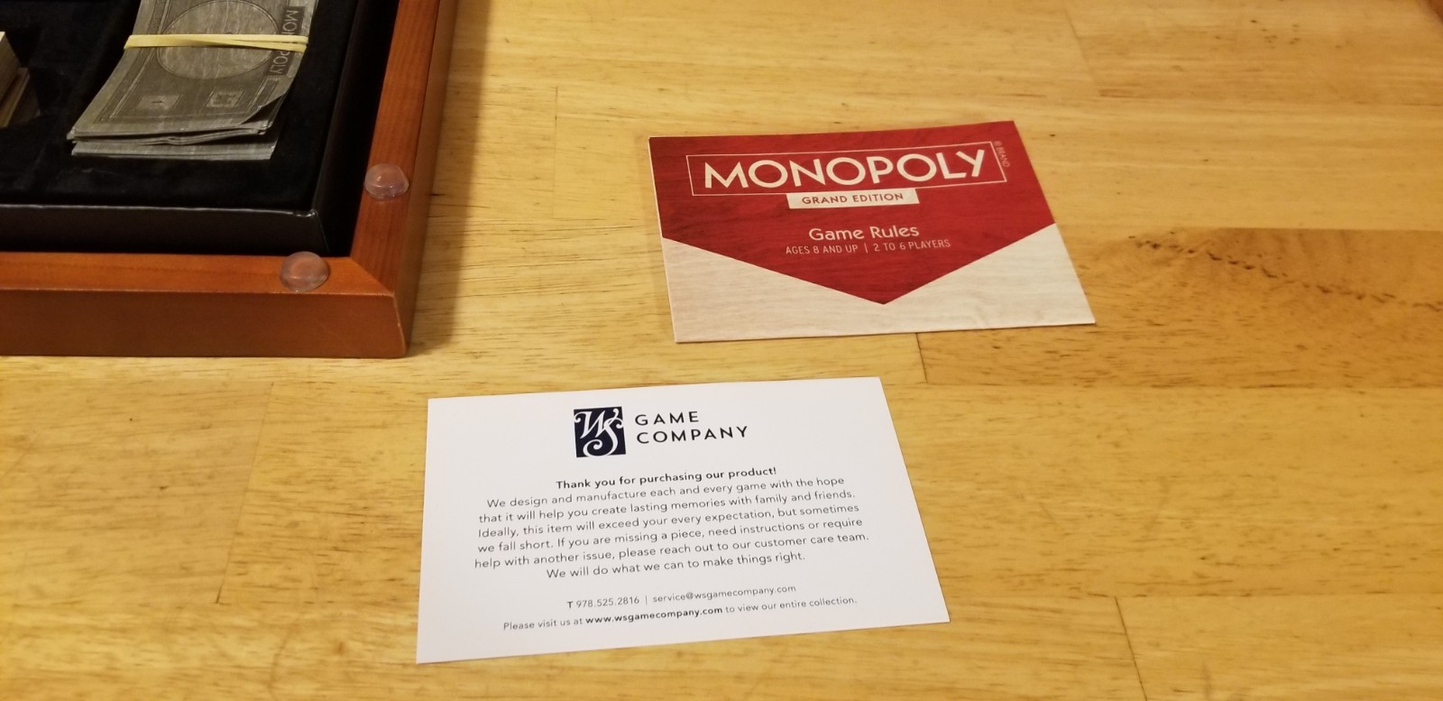 Monopoly Grand Edition Deluxe Folding Wood Frame WS Game Company 2021