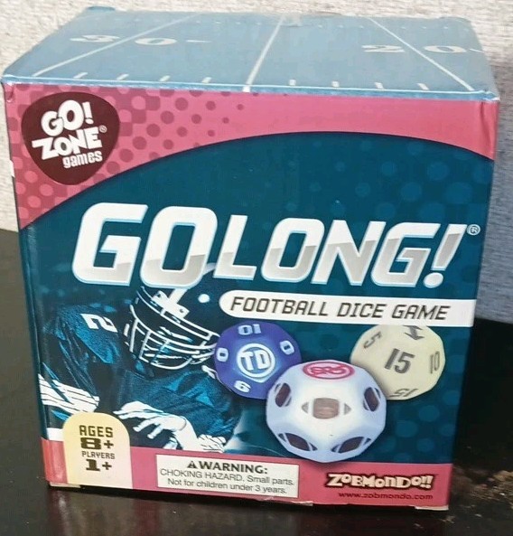 Go Long Football Dice Game Go! Zone Games Travel Ages 8+ New