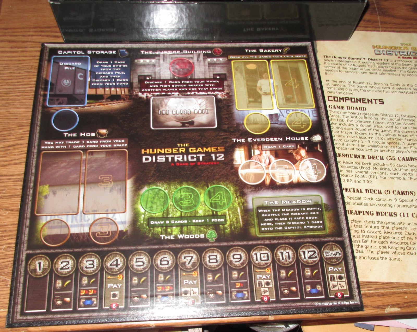 THE HUNGER GAMES District 12 Strategy Board Game Wizkids NECA Used GUC Strategy