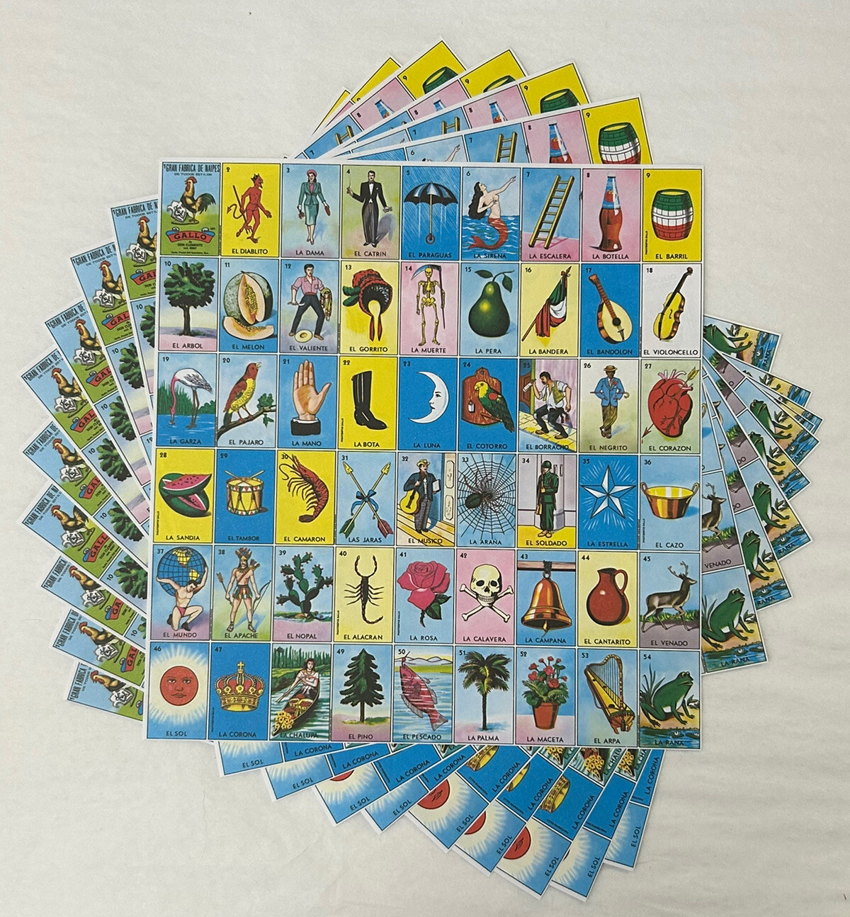 New DON CLEMENTE Mexican Loteria Bingo 10-Pack Paper Sheets