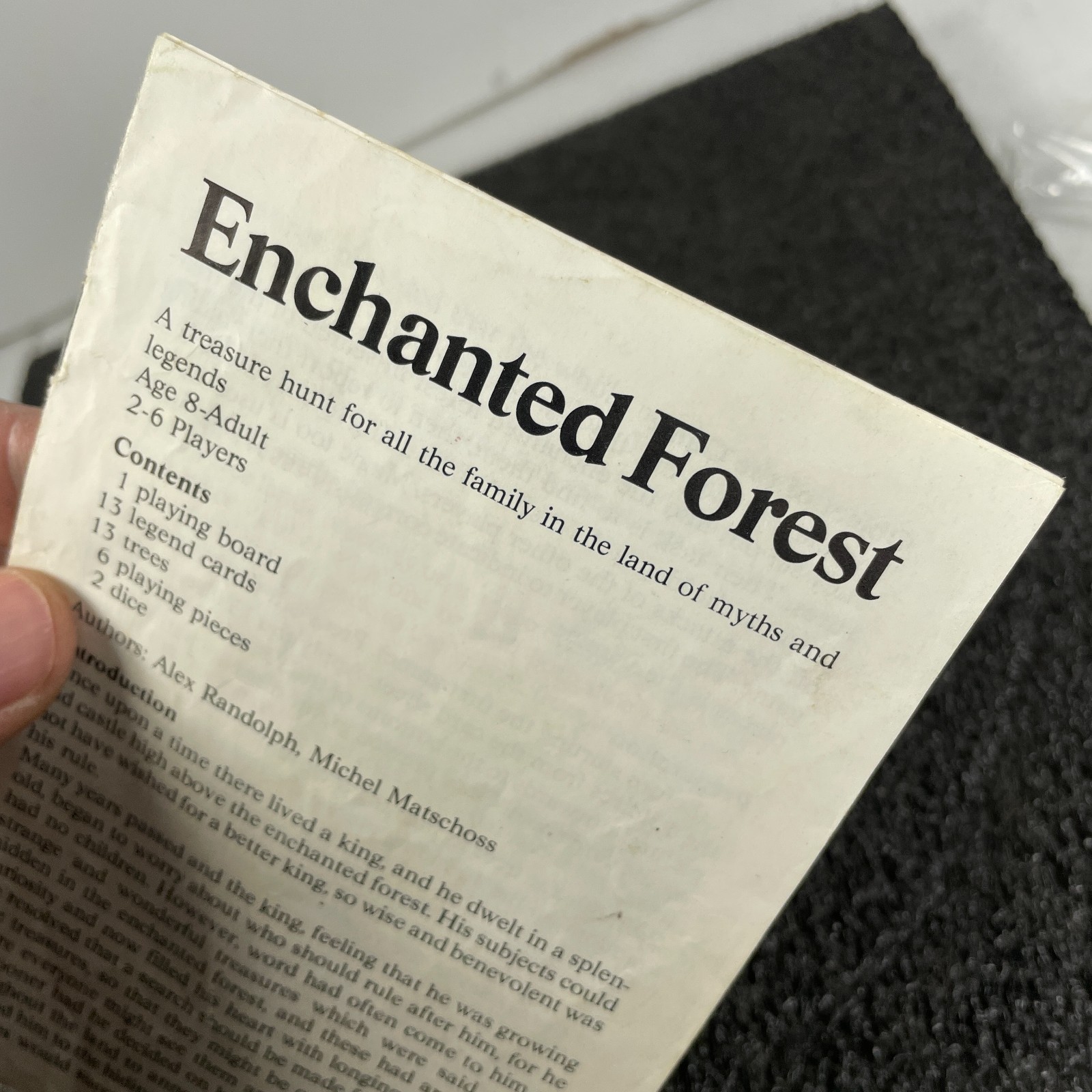 1982 Enchanted Forest Board Game Instructions Replacement Only