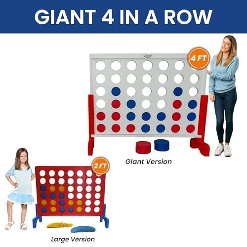 Bolaball 4 in a Row Giant Outdoor Game – 1.8 Ft Jumbo Yard Game for Adults &