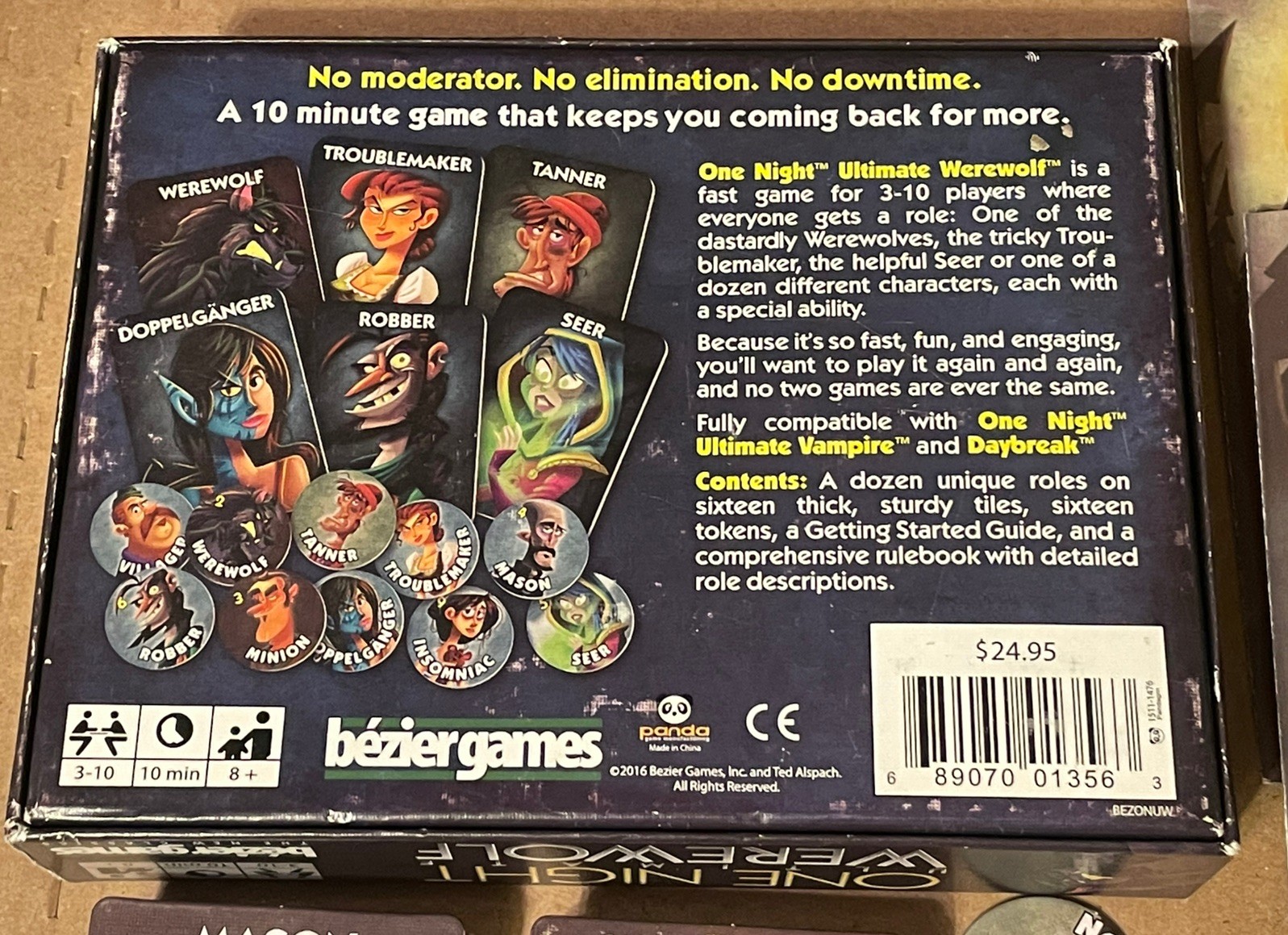 One Night Ultimate Werewolf Card Game Bezier Games Complete 2016 Original!