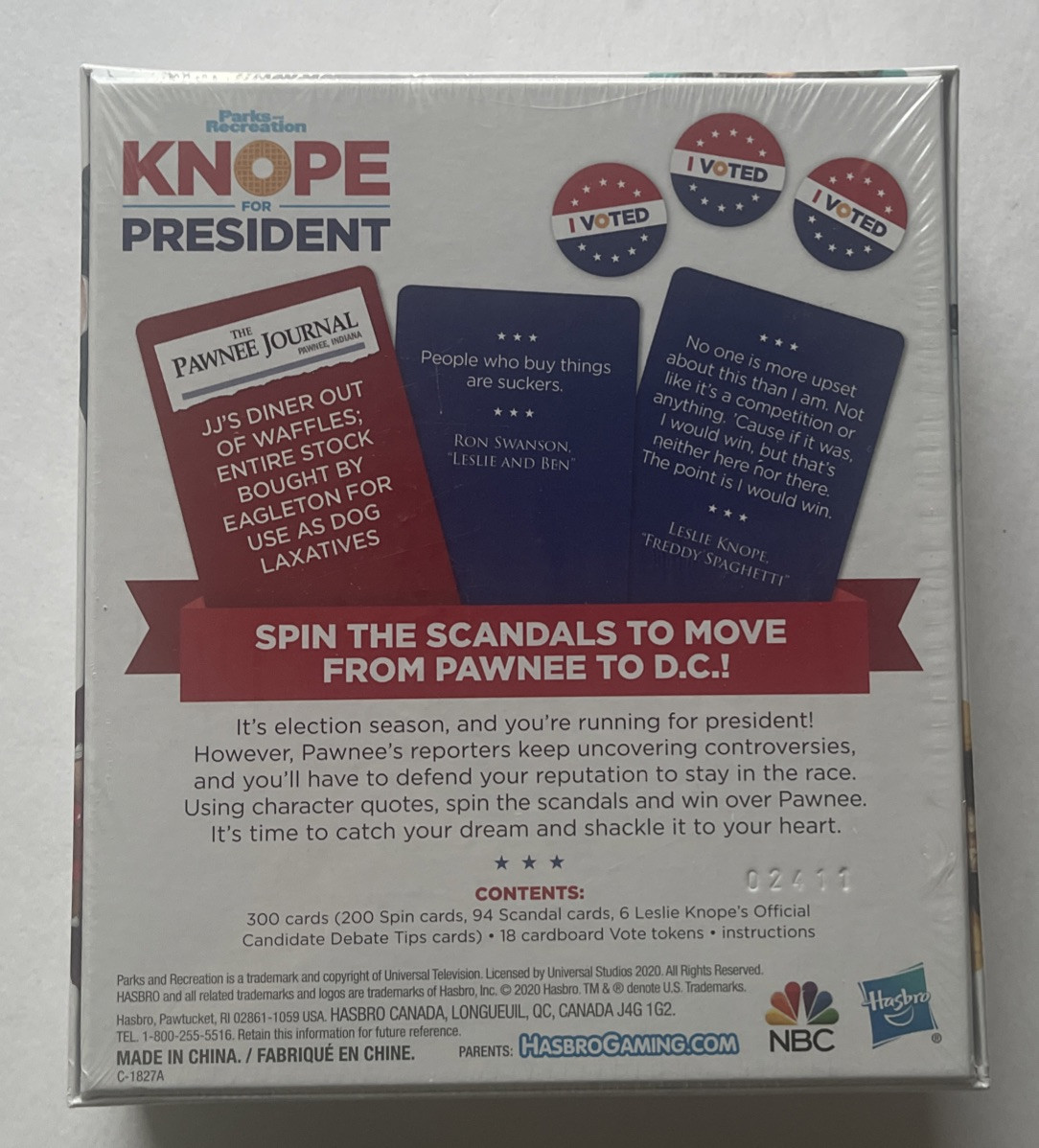 Knope for President – Parks and Recreation (Hasbro, 2020) Party Card Game