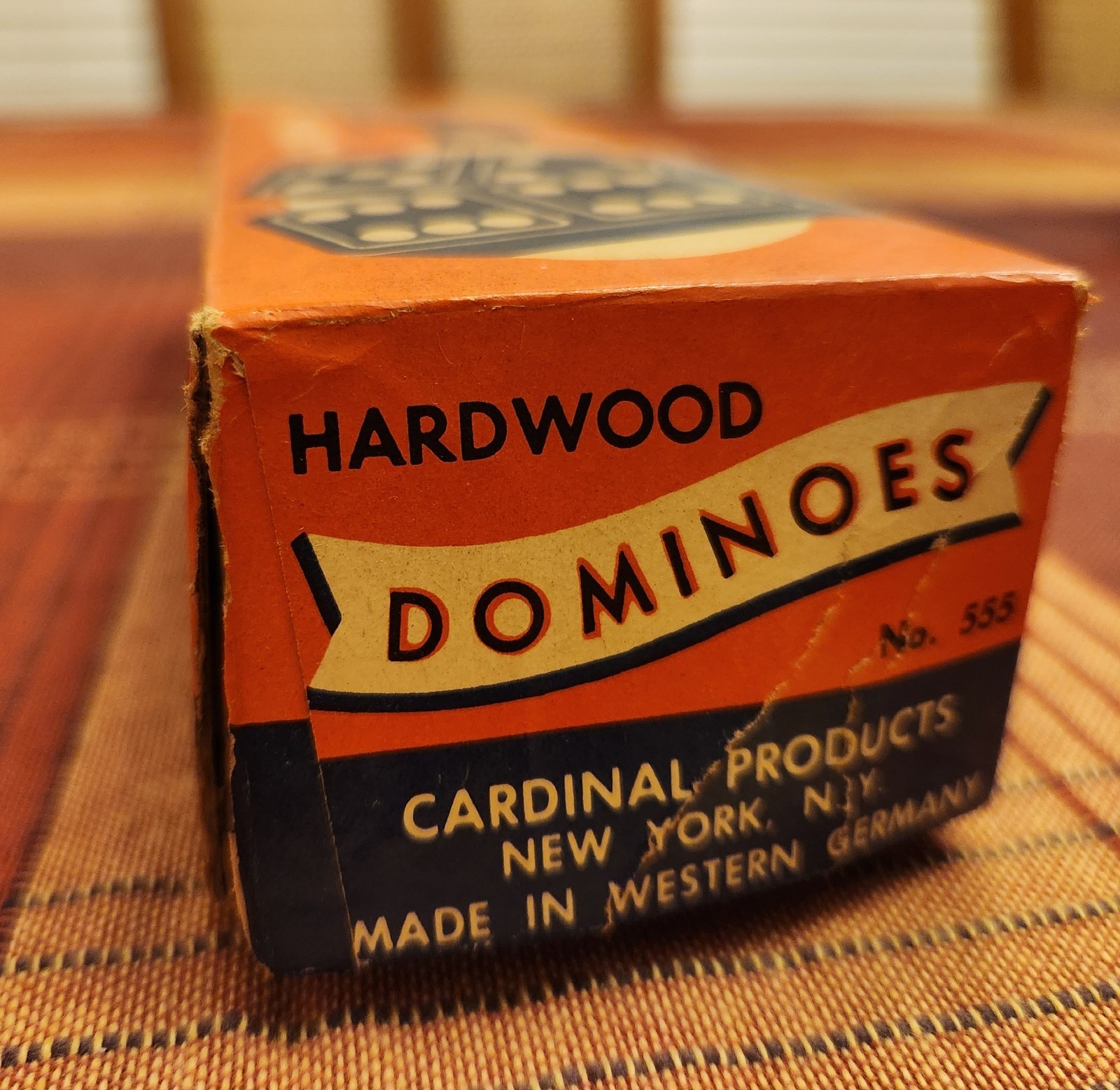 Vintage Cardinal Products Hardwood Dominoes #555 West Germany Double Six Orange
