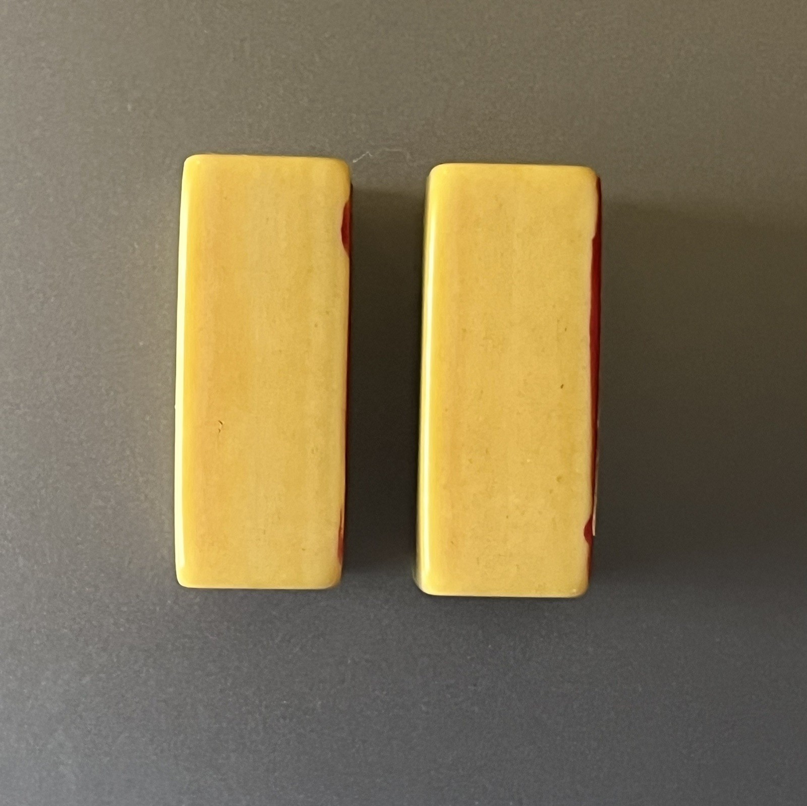 2 ‘Stickered’ Vtg Mahjong French Ivory Replacement/extra FLOWER/JOKER Tiles
