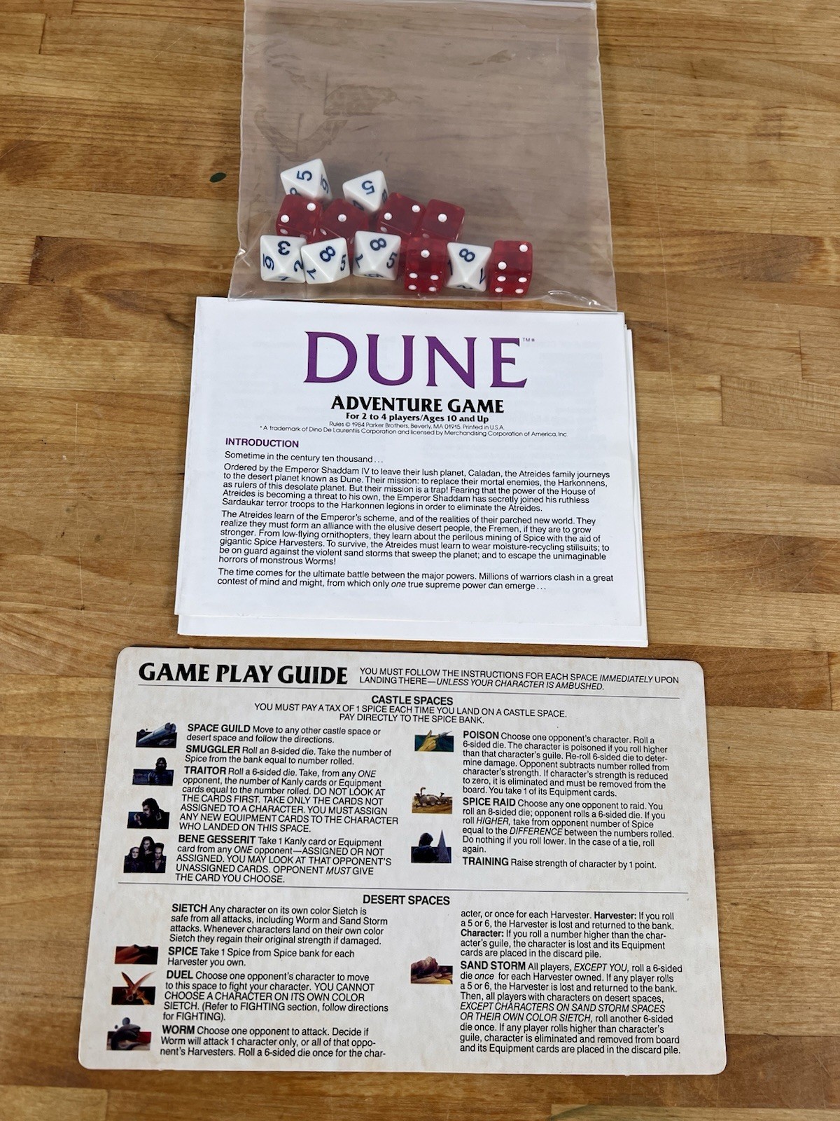 Vintage 1984 DUNE Board Game Parker Brothers, Based On Movie, 100% Complete