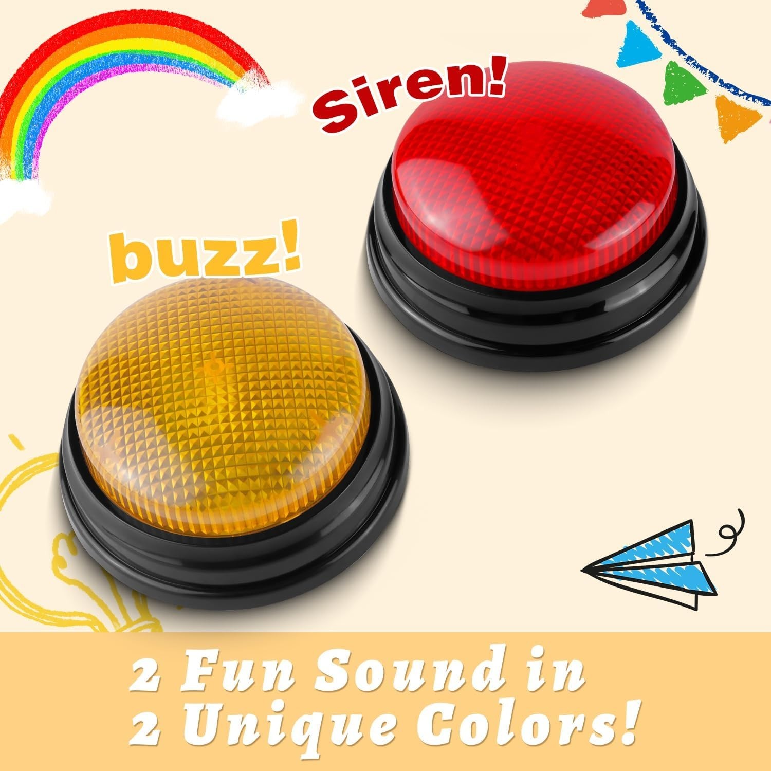 Pack Game Buzzers, 4-LEDs, Unique Sounds, Trivia Buzzer System