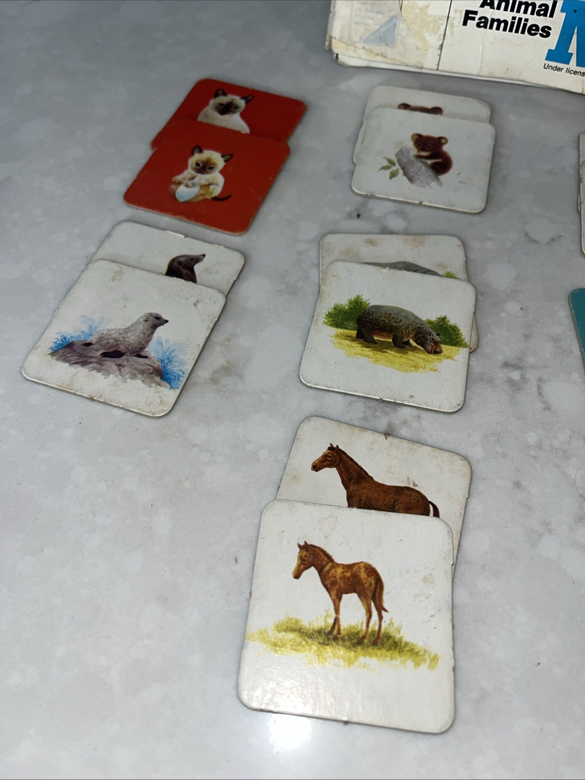 Milton Bradley Memory Animal Families Card Matching Game 1980