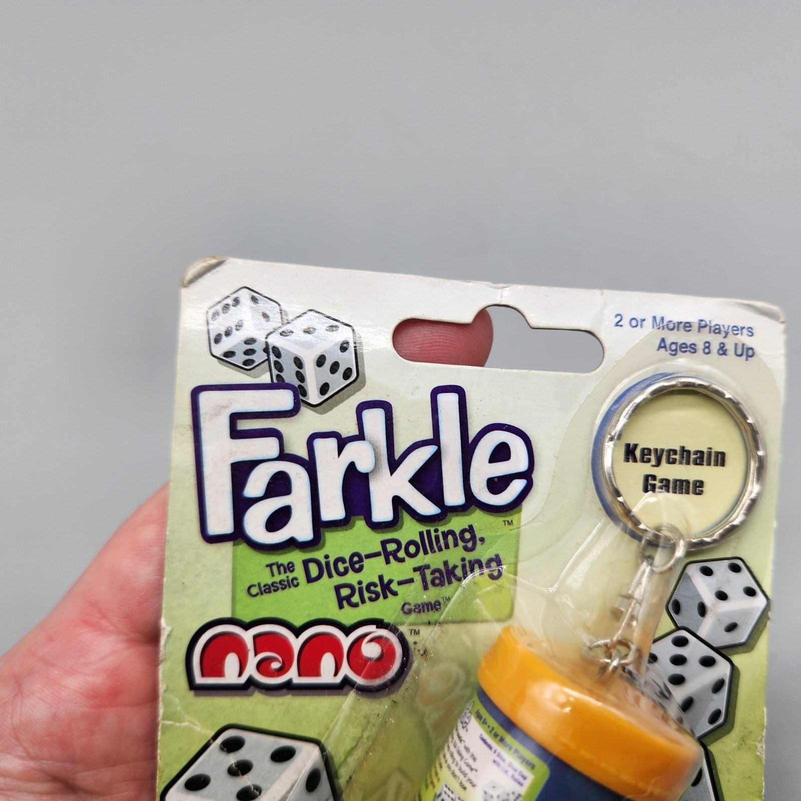 Farkle Nano Keychain Mini Dice Game 2016 Yellow Sealed *Package Wear See Photos